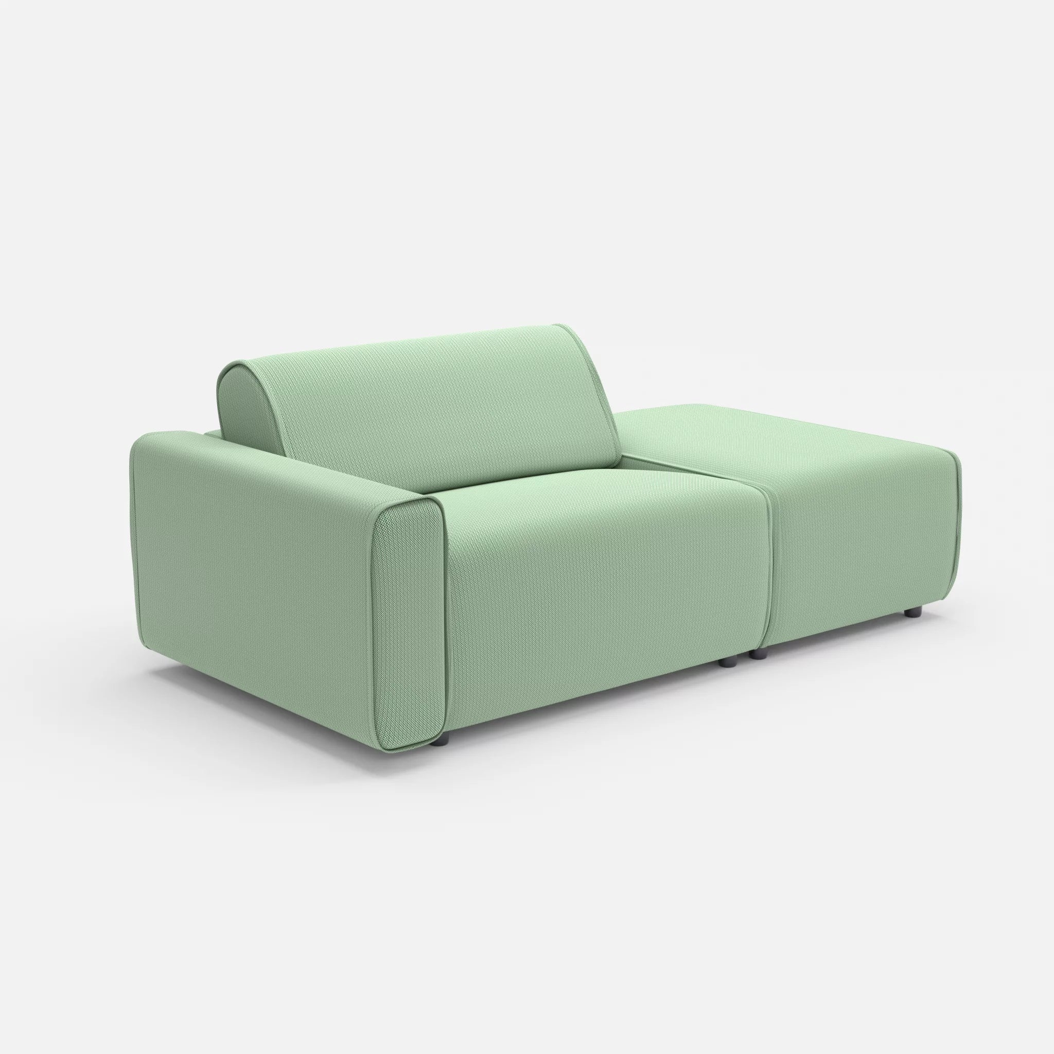 1 Sitzer Sofa Belleform mit offener Seite mit Armlehne 1 credoaloe in Hellgrün von der Seite