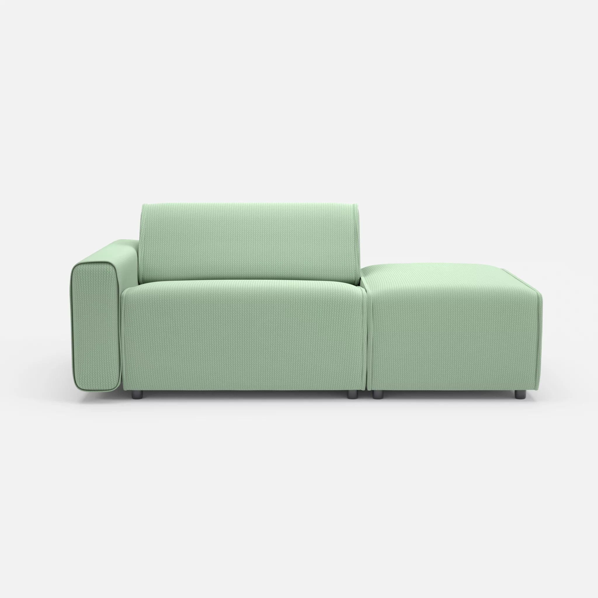 1 Sitzer Sofa Belleform mit offener Seite mit Armlehne 1 credoaloe in Hellgrün von vorne