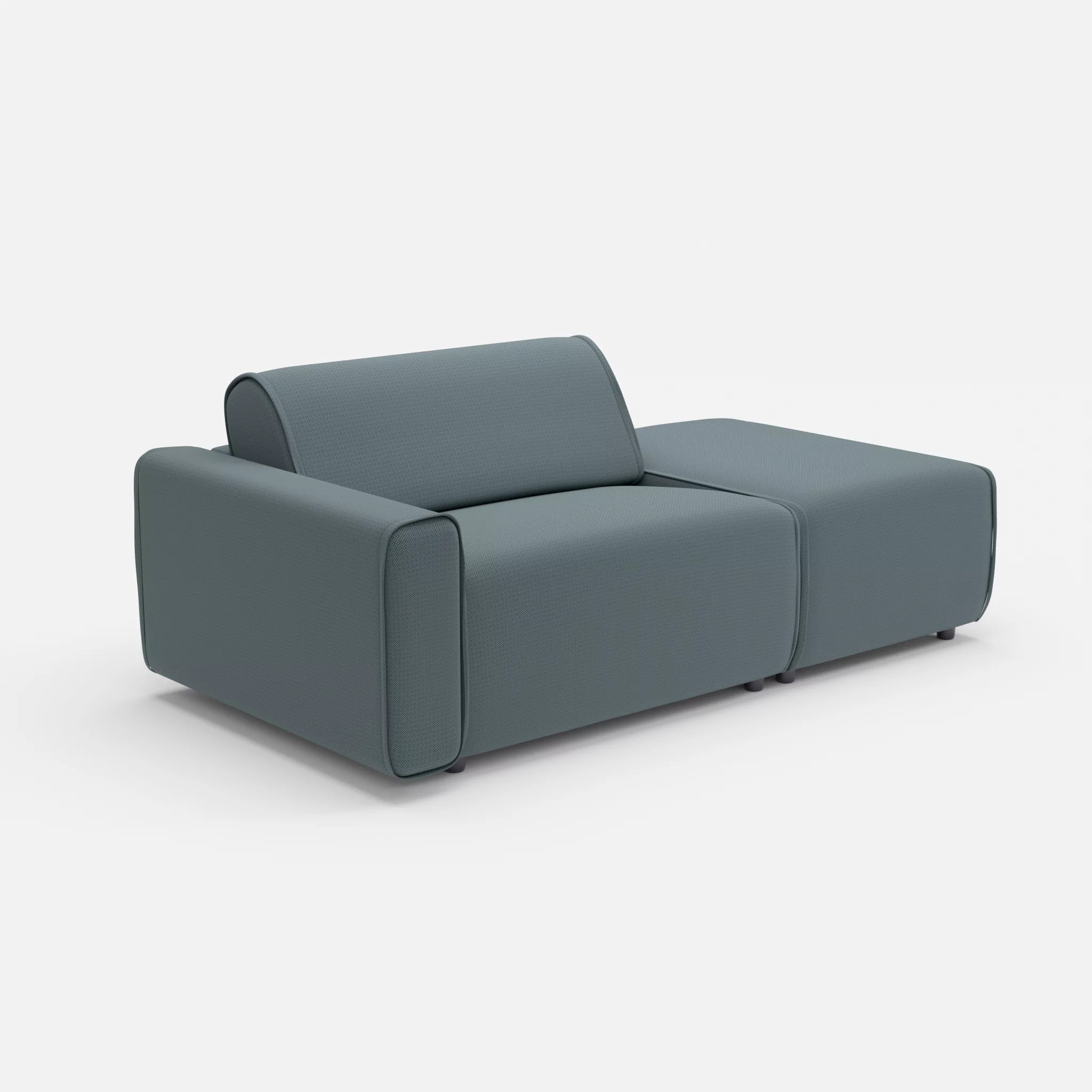 1 Sitzer Sofa Belleform mit offener Seite mit Armlehne 1 credojaspis in Türkis von der Seite