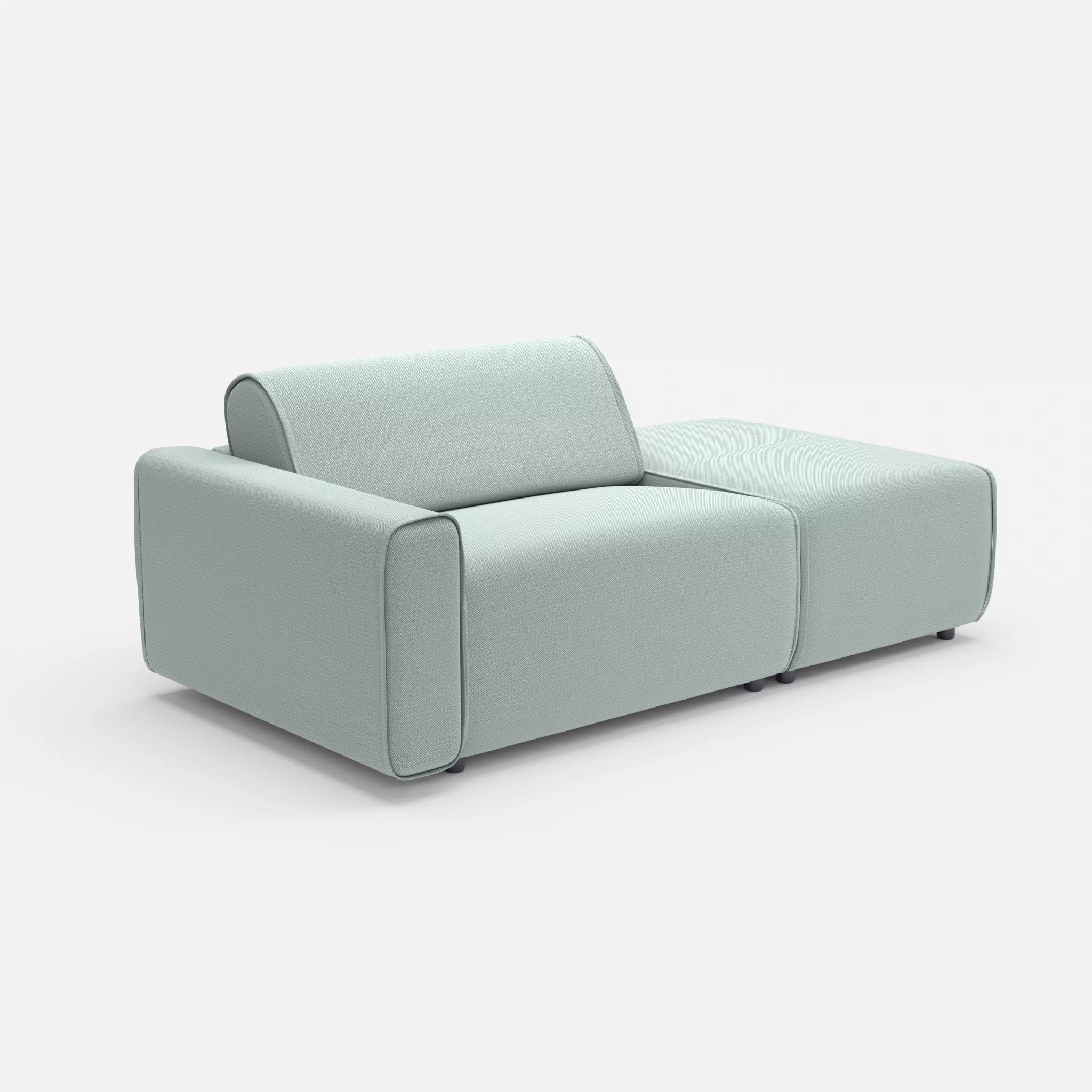 1 Sitzer Sofa Belleform mit offener Seite mit Armlehne 1 credolake in Graublau von der Seite