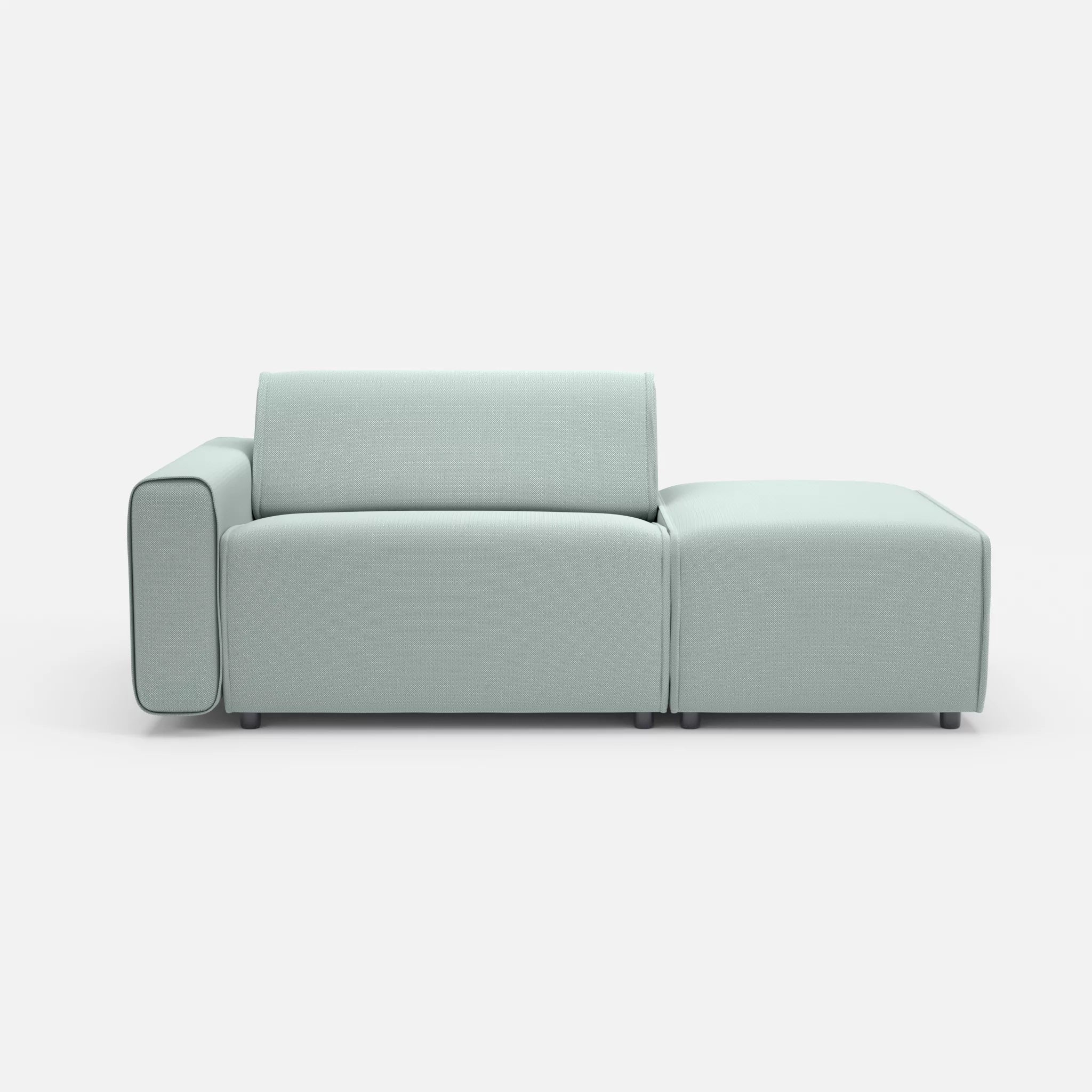1 Sitzer Sofa Belleform mit offener Seite mit Armlehne 1 credolake in Graublau von vorne