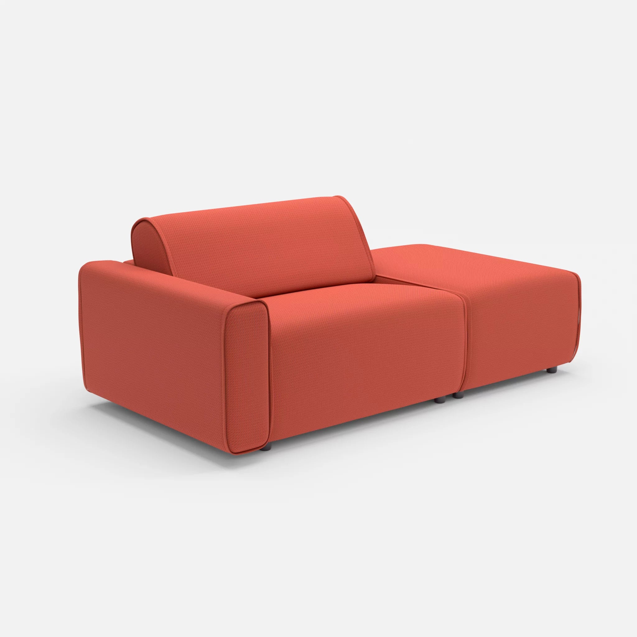 1 Sitzer Sofa Belleform mit offener Seite mit Armlehne 1 credolampion in Rot von der Seite