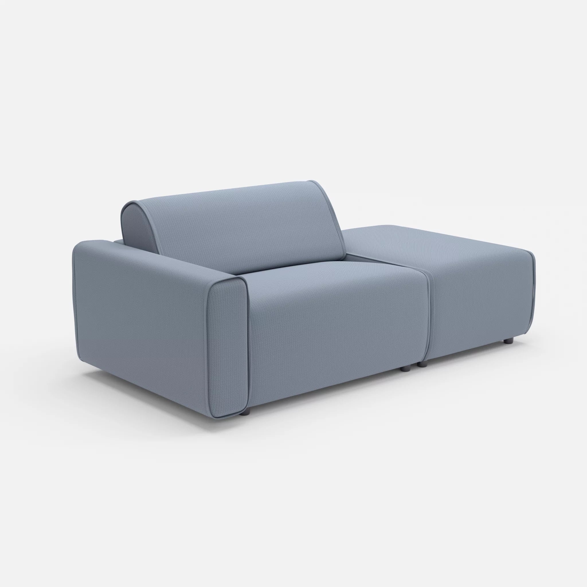 1 Sitzer Sofa Belleform mit offener Seite mit Armlehne 1 credosea in Blau von der Seite