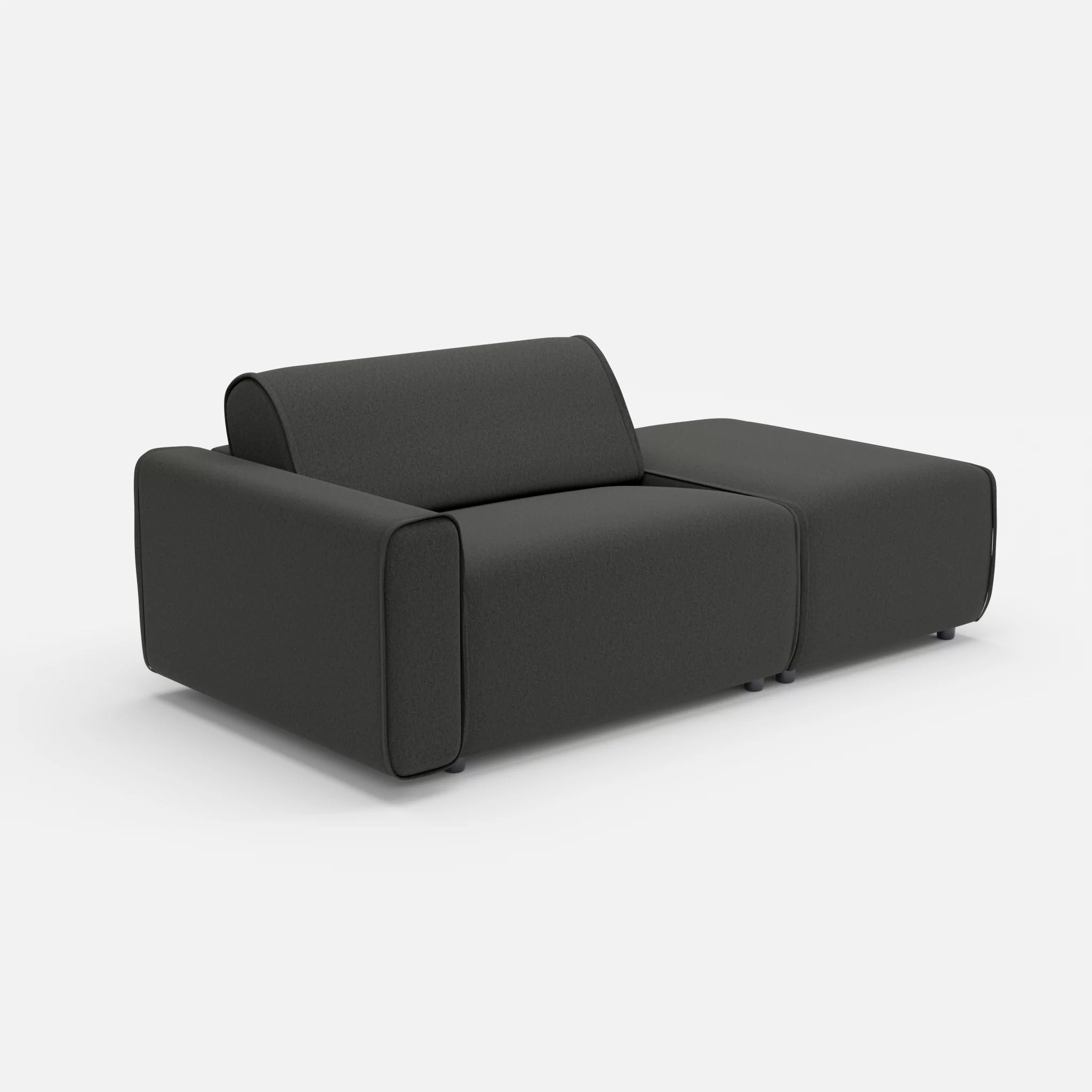 1 Sitzer Sofa Belleform mit offener Seite mit Armlehne 1 dama0002 in Anthrazit von der Seite