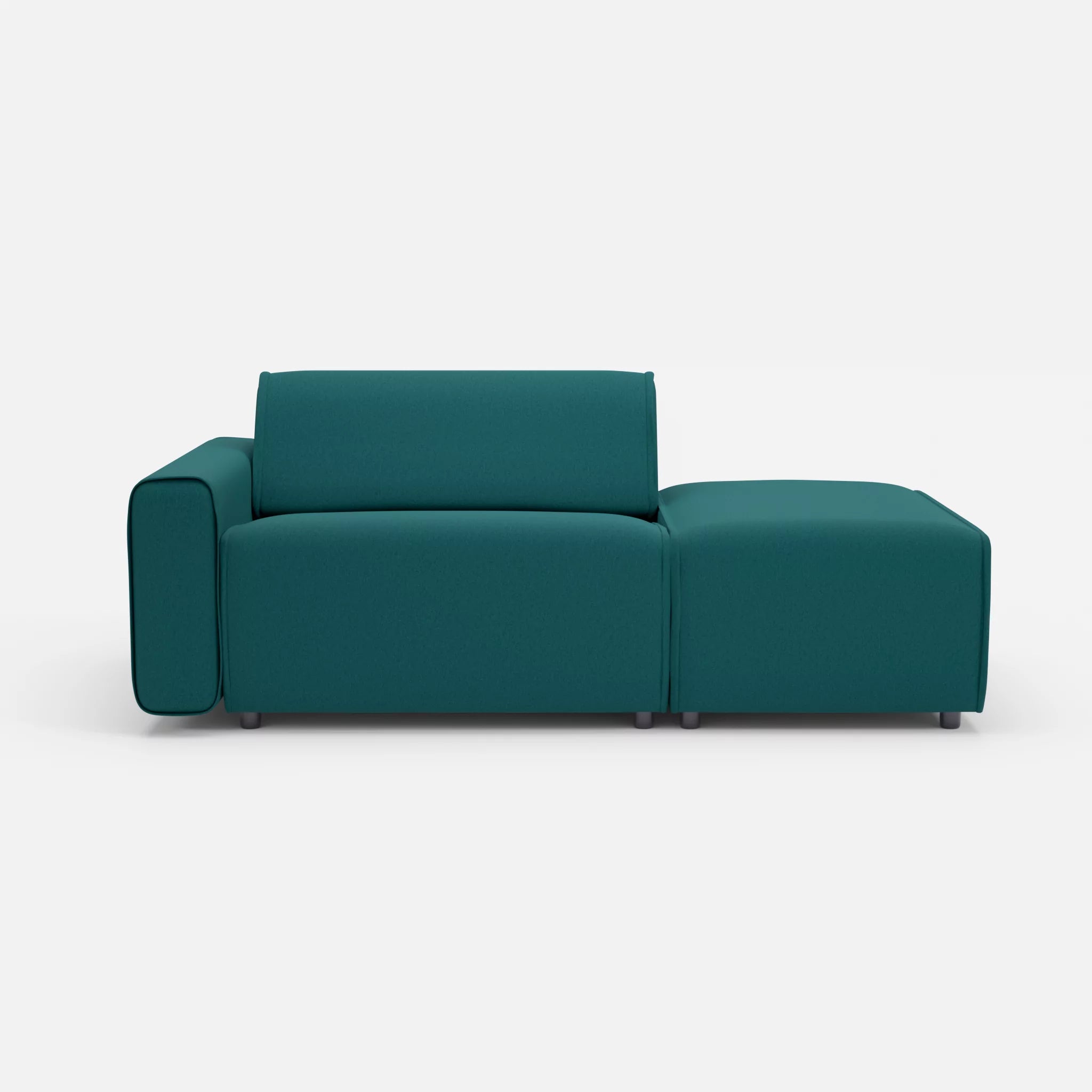 1 Sitzer Sofa Belleform mit offener Seite mit Armlehne 1 dama0018 in Türkis von vorne