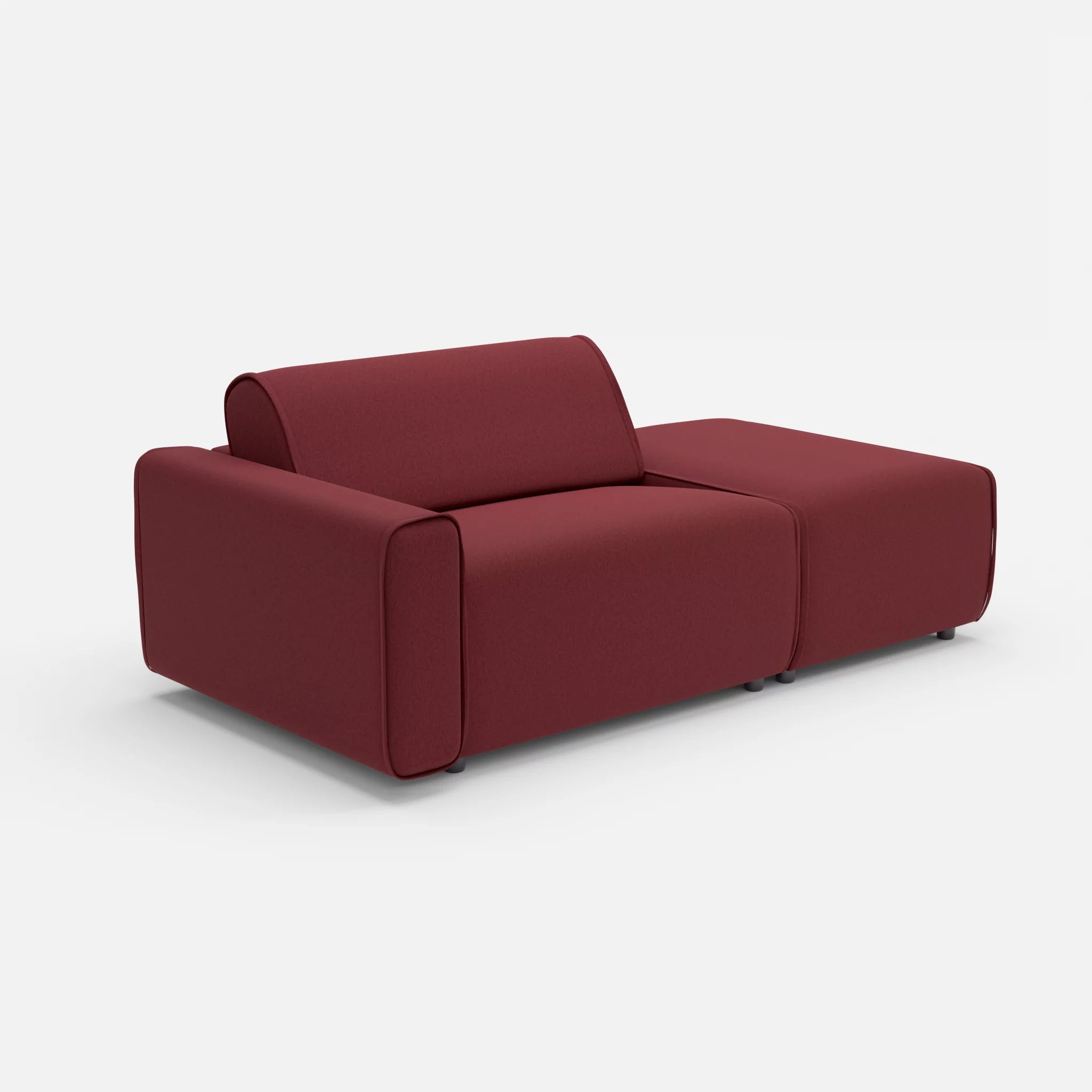 1 Sitzer Sofa Belleform mit offener Seite mit Armlehne 1 dama0034 in Bordeaux von der Seite