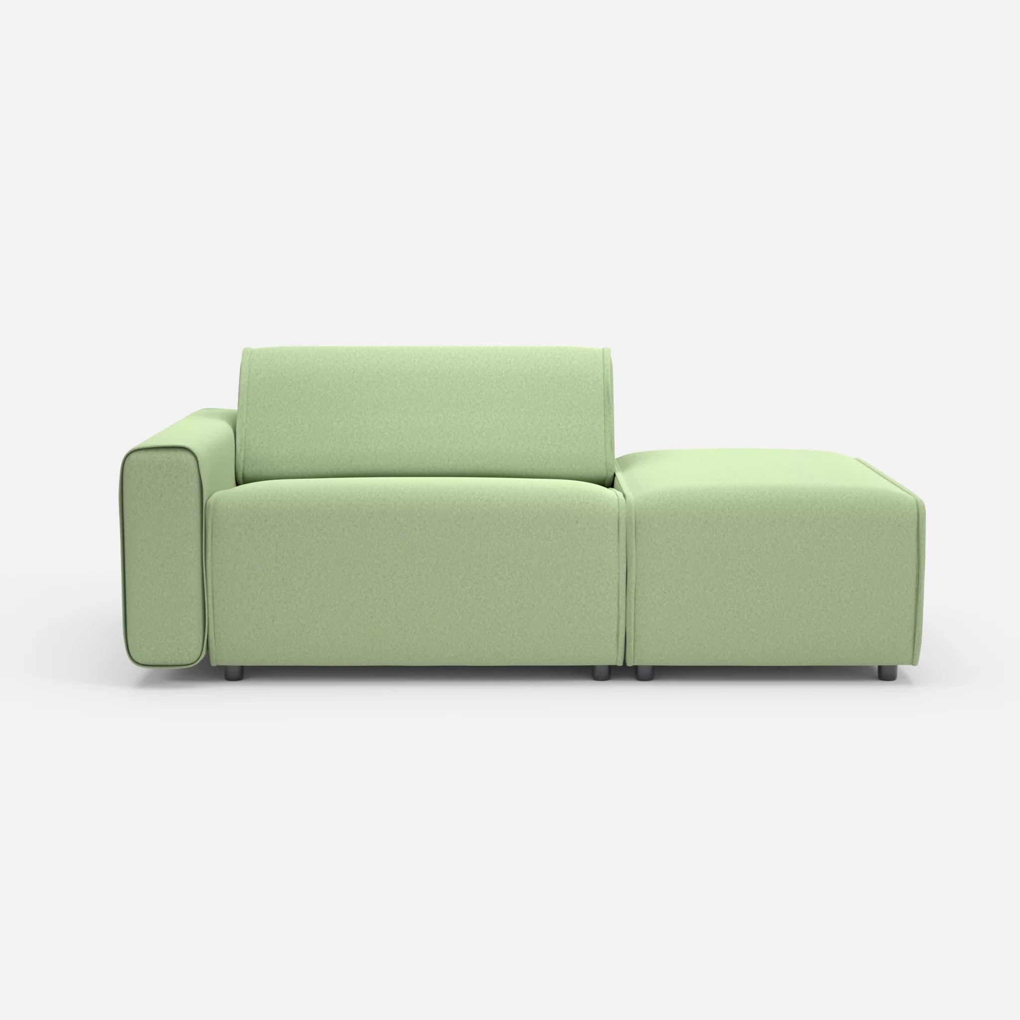1 Sitzer Sofa Belleform mit offener Seite mit Armlehne 1 dama0042 in Hellgrün von vorne