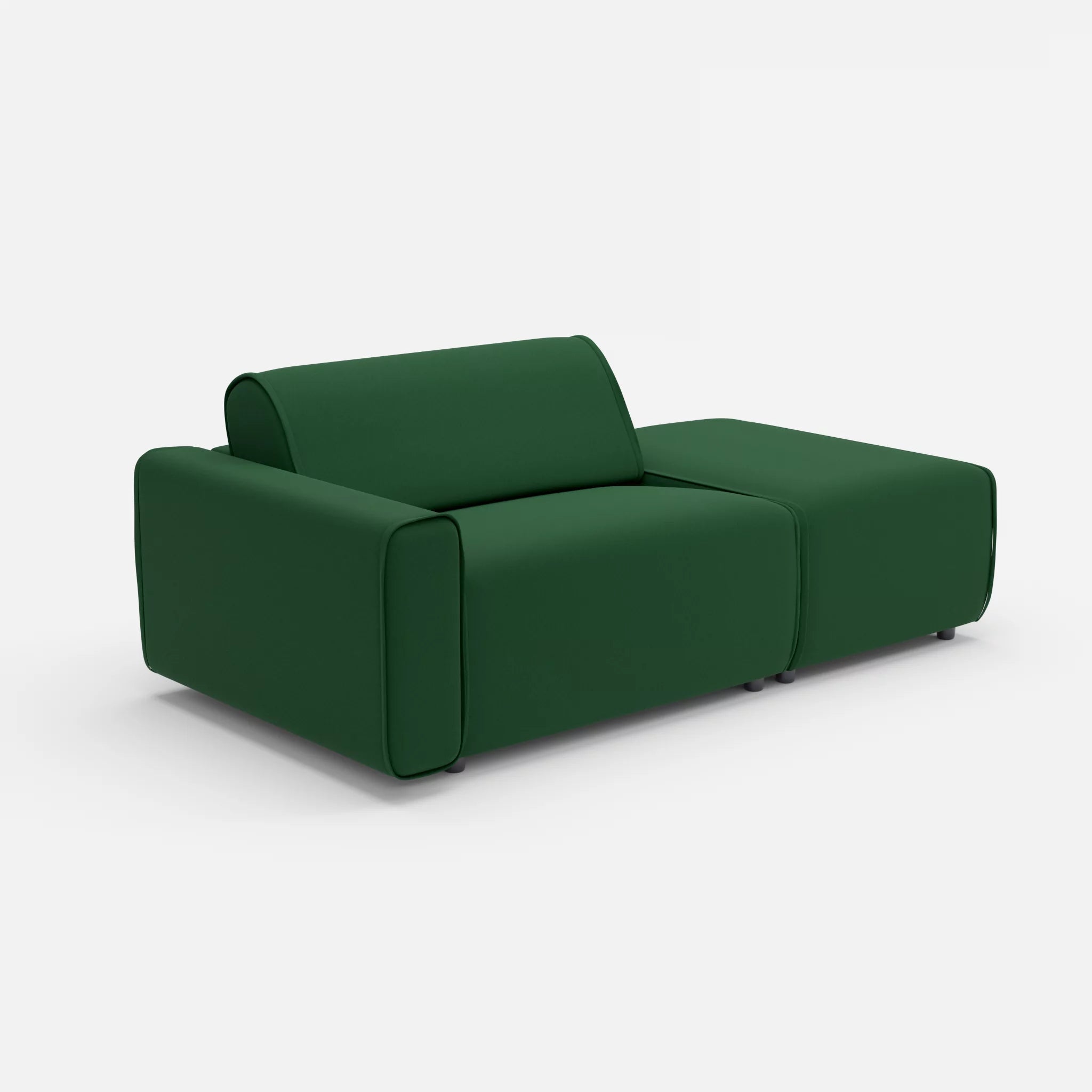1 Sitzer Sofa Belleform mit offener Seite mit Armlehne 1 dama0052 in Dunkelgrün von der Seite
