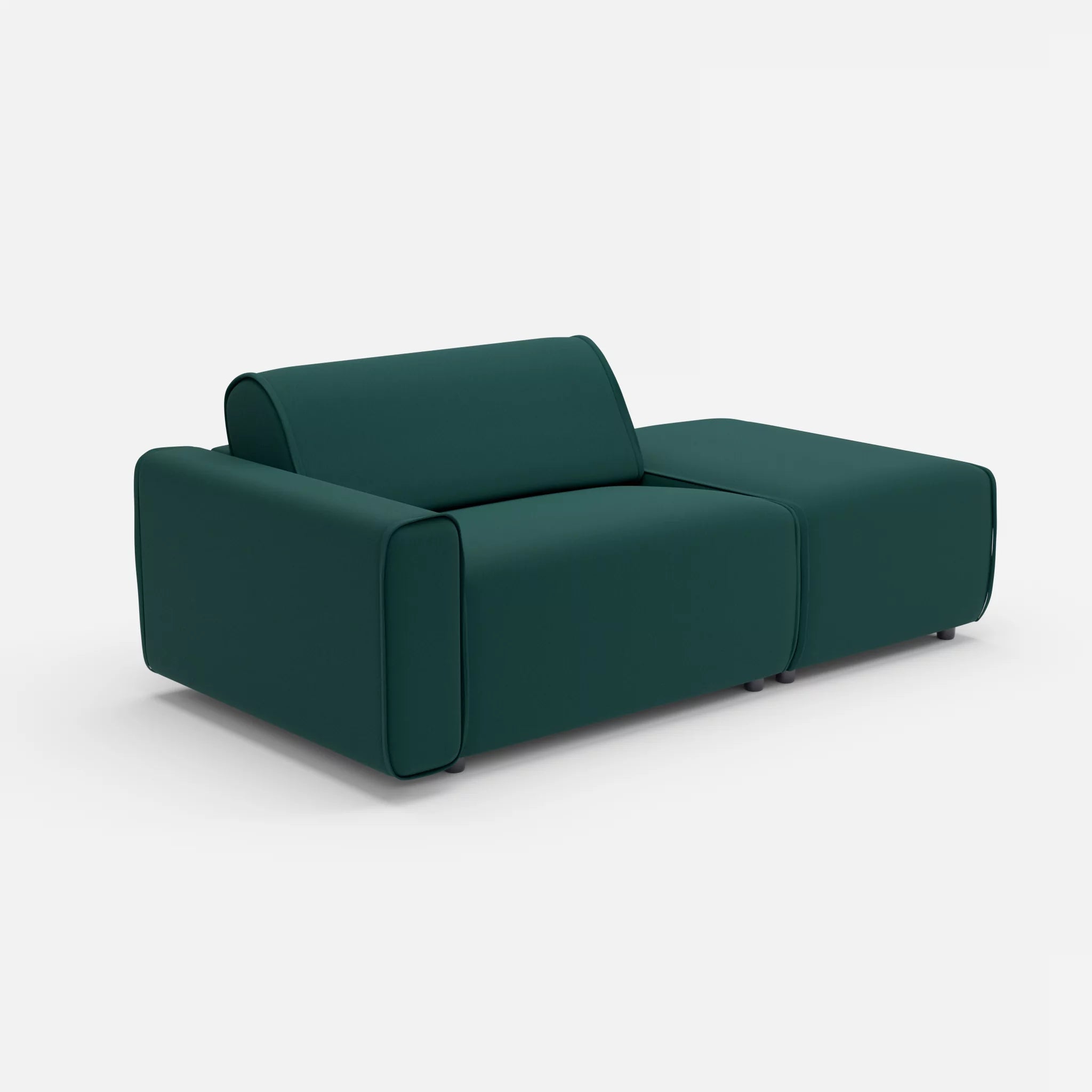 1 Sitzer Sofa Belleform mit offener Seite mit Armlehne 1 dama0073 in Petrol von der Seite