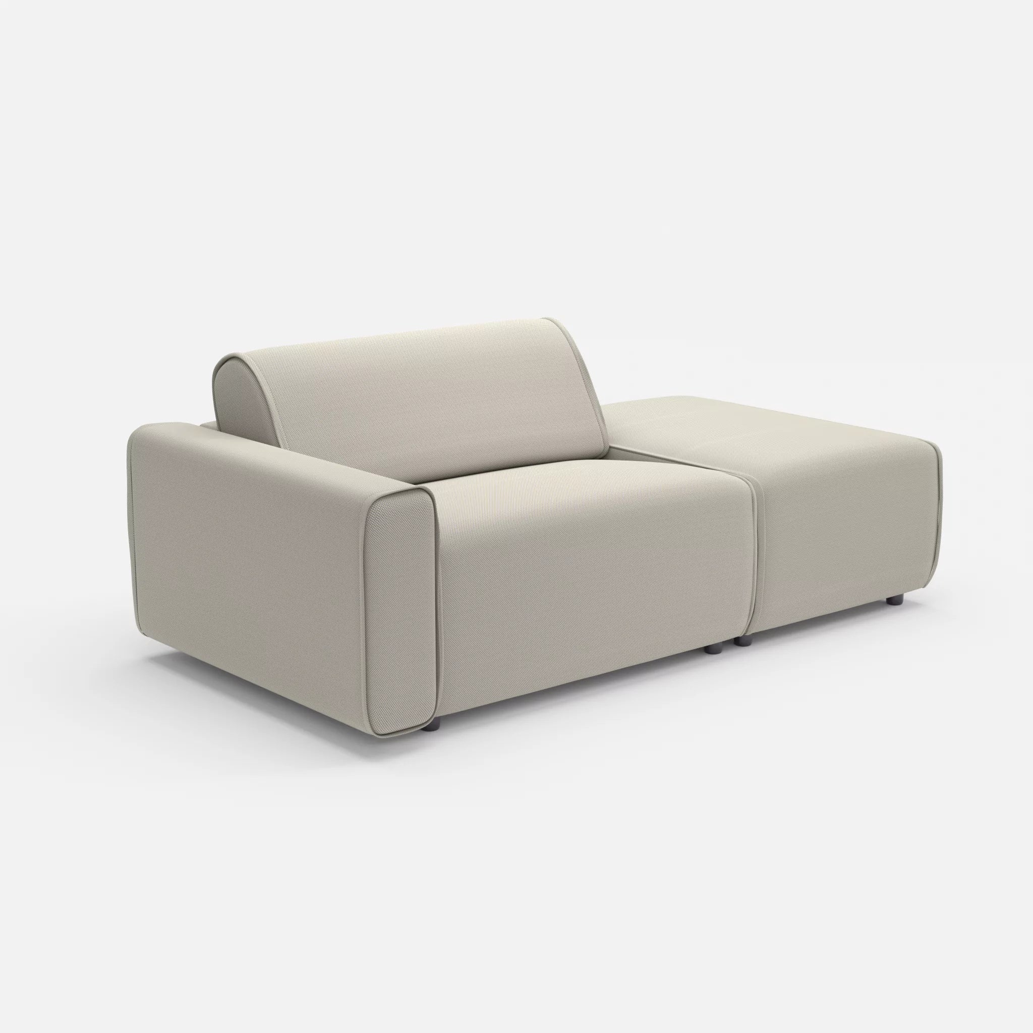 1 Sitzer Sofa Belleform mit offener Seite mit Armlehne 1 novumkies in Mittelgrau von der Seite