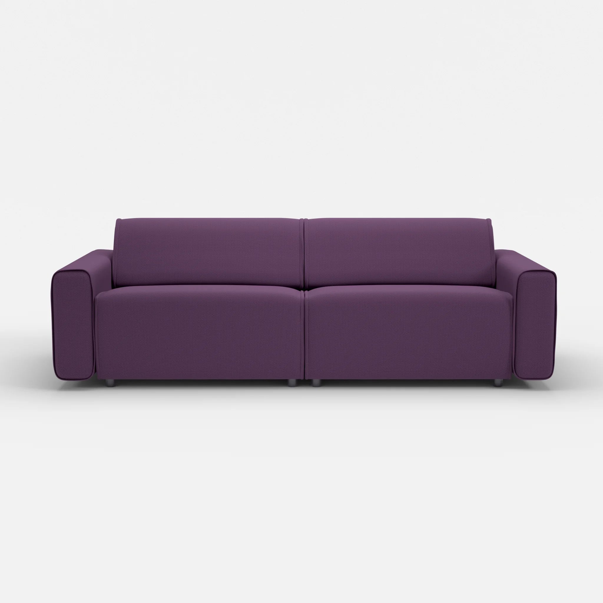 2 Sitzer Sofa Belleform mit breiter Armlehne 4 novumprune in Violett von vorne