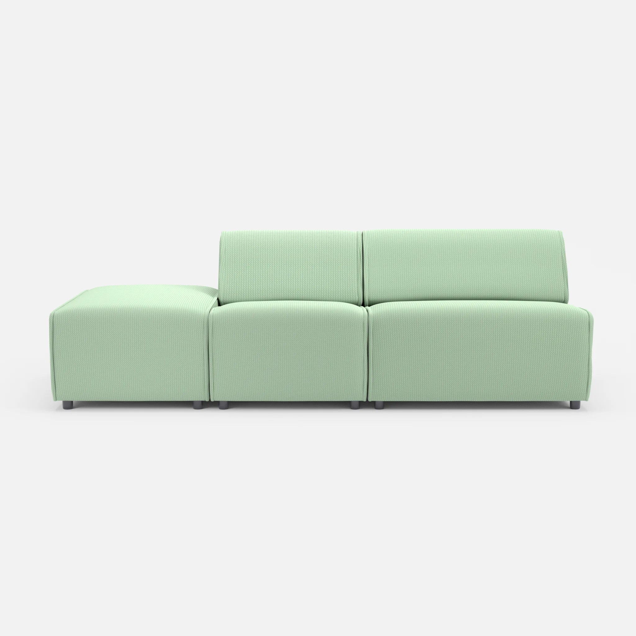 2 Sitzer Sofa Belleform mit offener Seite links 1 credoaloe in Hellgrün von vorne