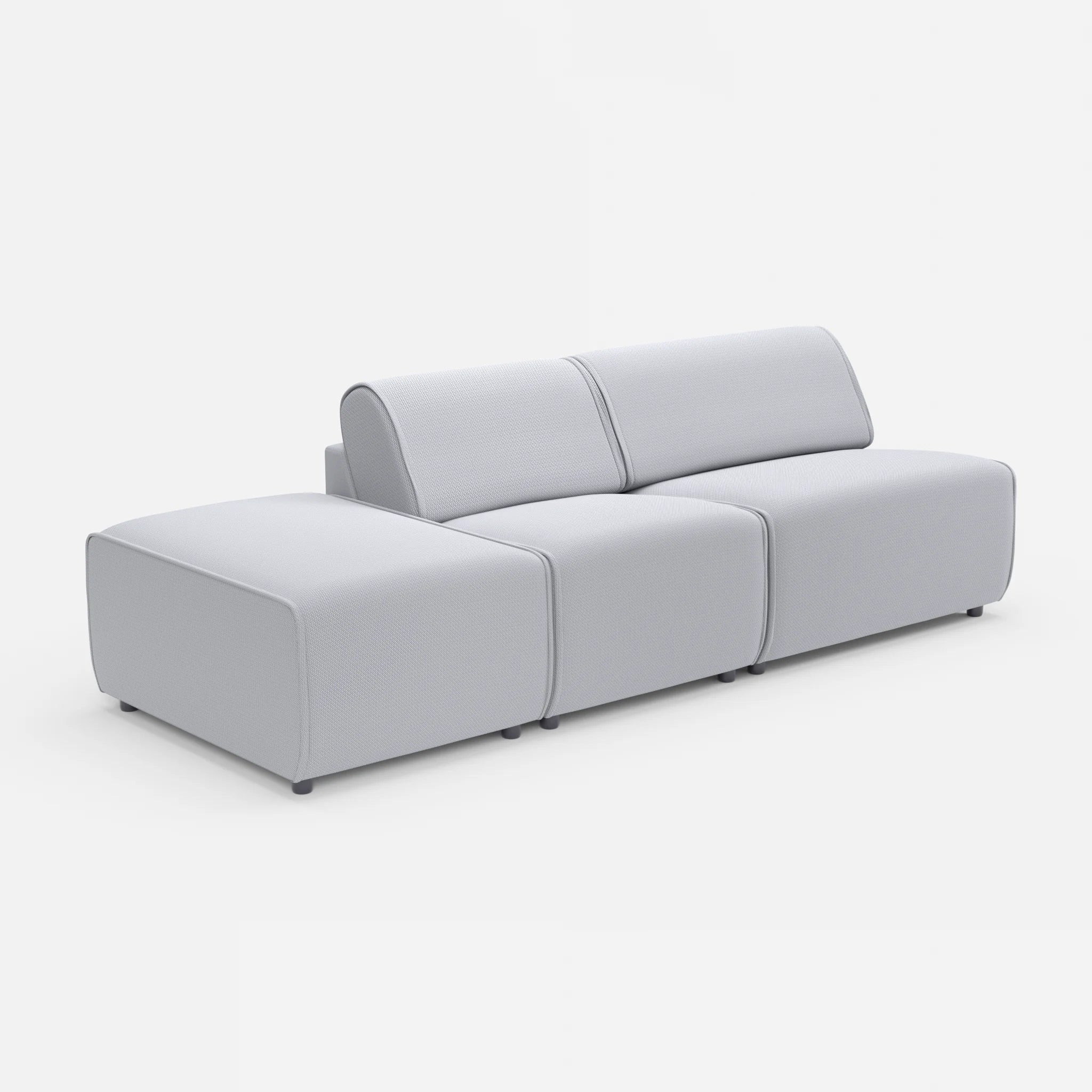 2 Sitzer Sofa Belleform mit offener Seite links 1 credochalk in Hellgrau von der Seite