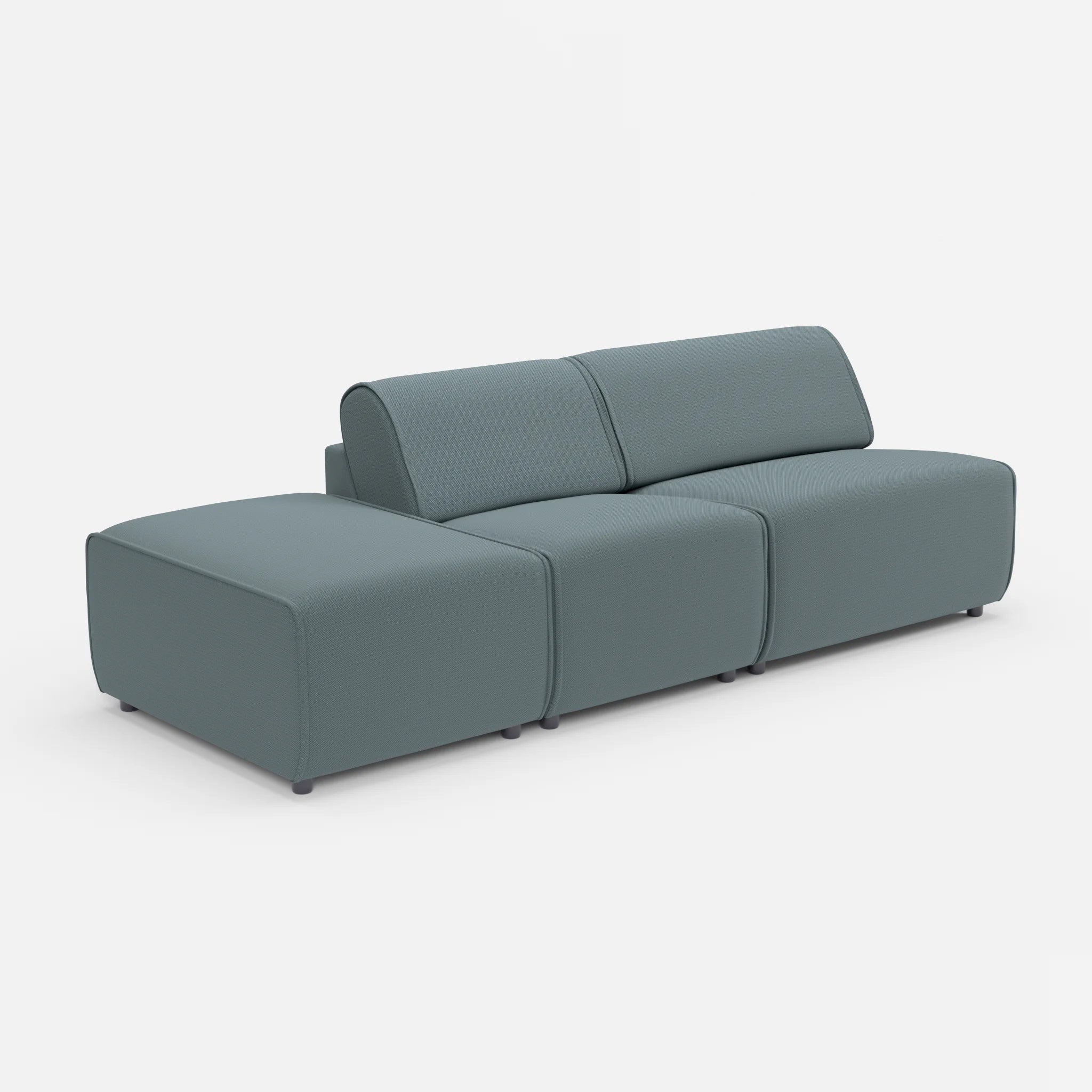 2 Sitzer Sofa Belleform mit offener Seite links 1 credojaspis in Türkis von der Seite