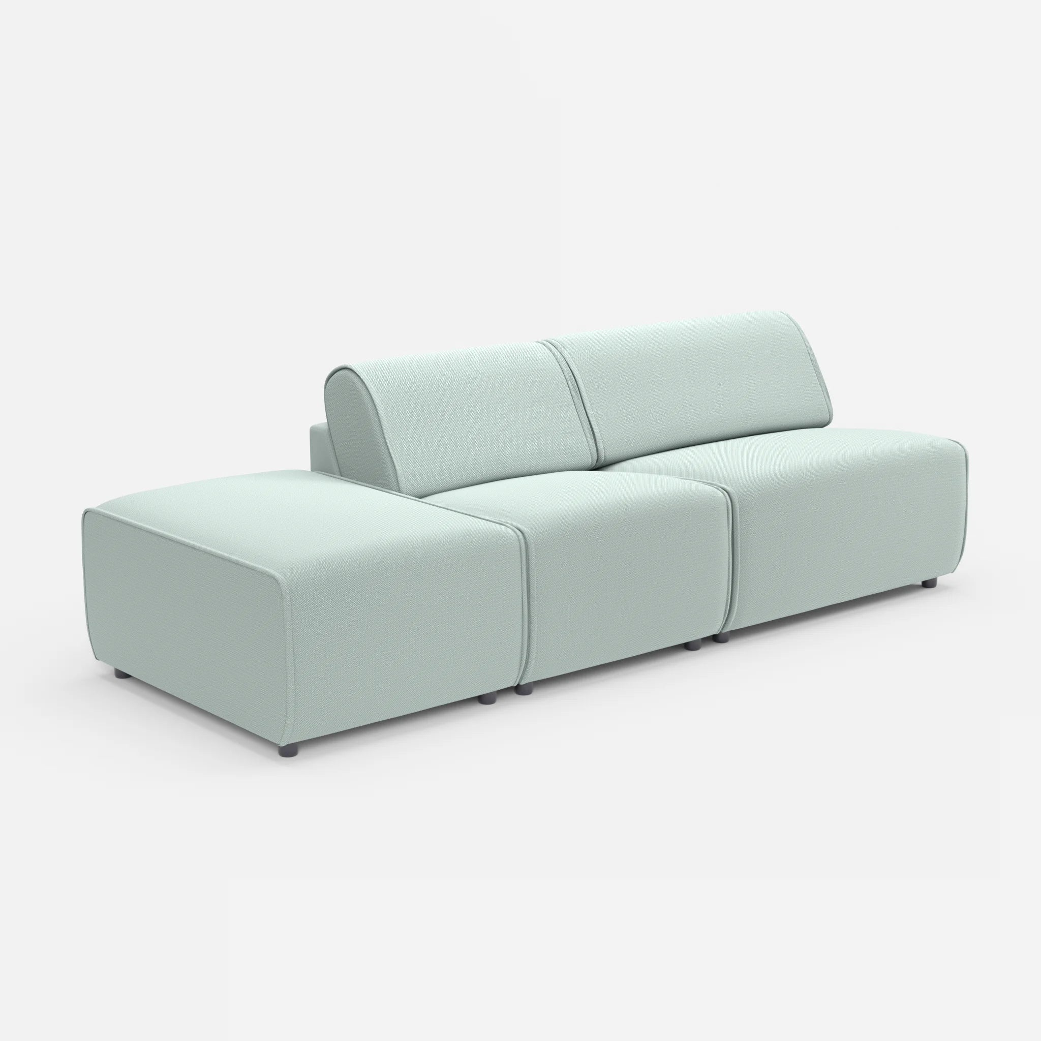 2 Sitzer Sofa Belleform mit offener Seite links 1 credolake in Graublau von der Seite