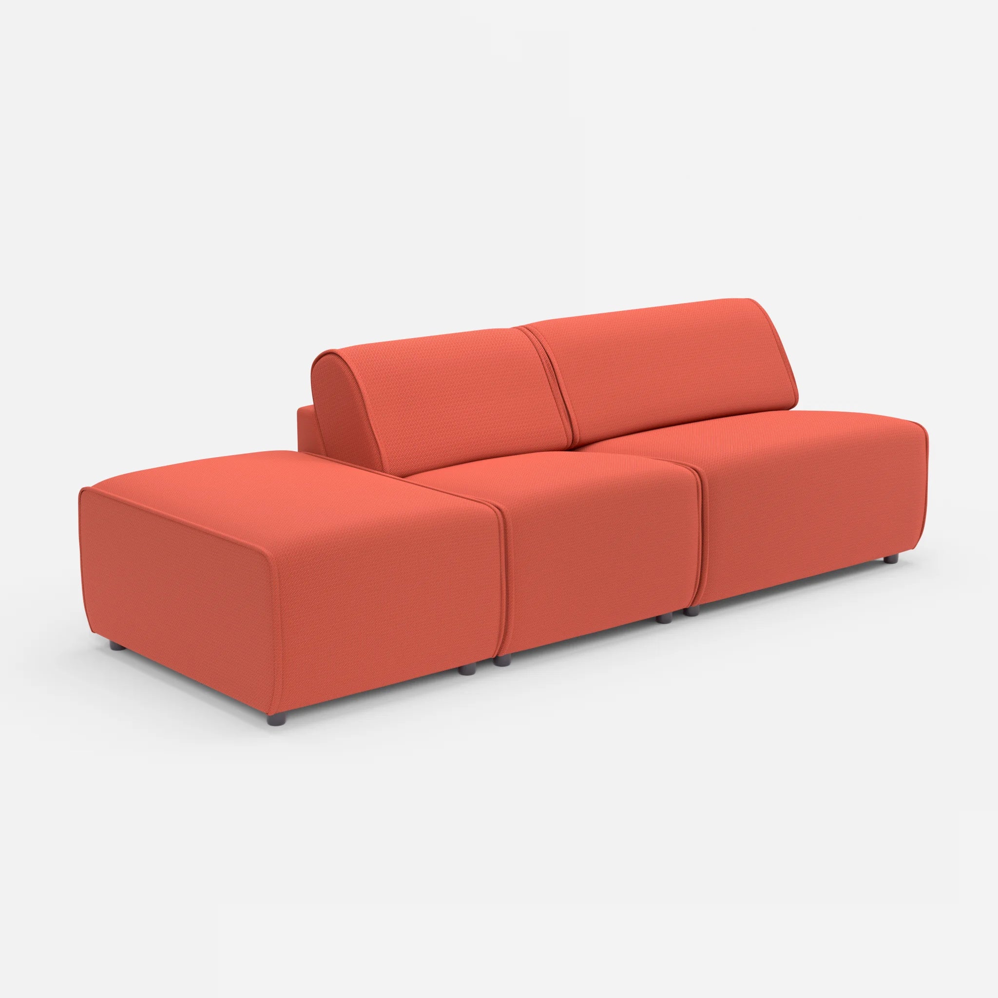 2 Sitzer Sofa Belleform mit offener Seite links 1 credolampion in Rot von der Seite