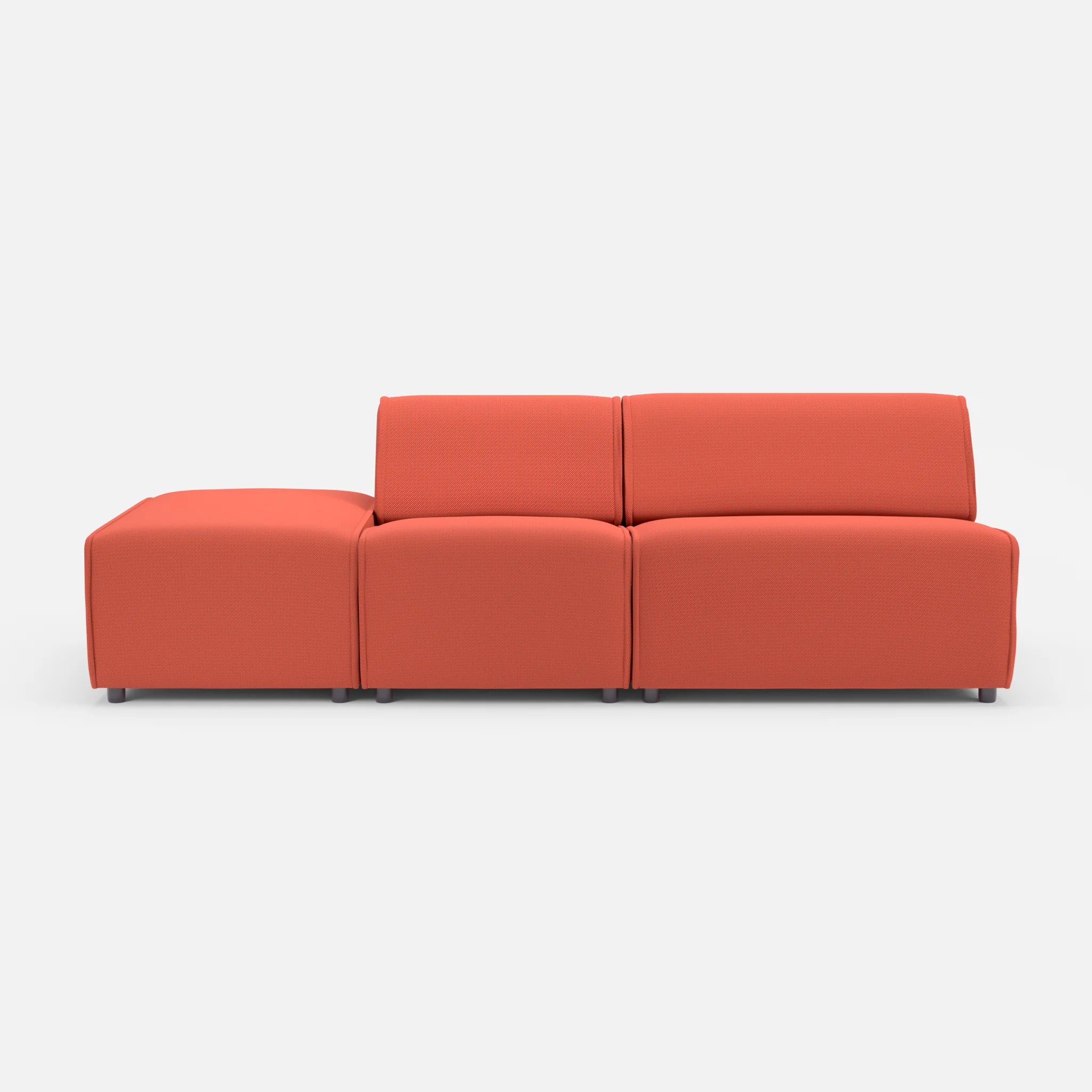 2 Sitzer Sofa Belleform mit offener Seite links 1 credolampion in Rot von vorne
