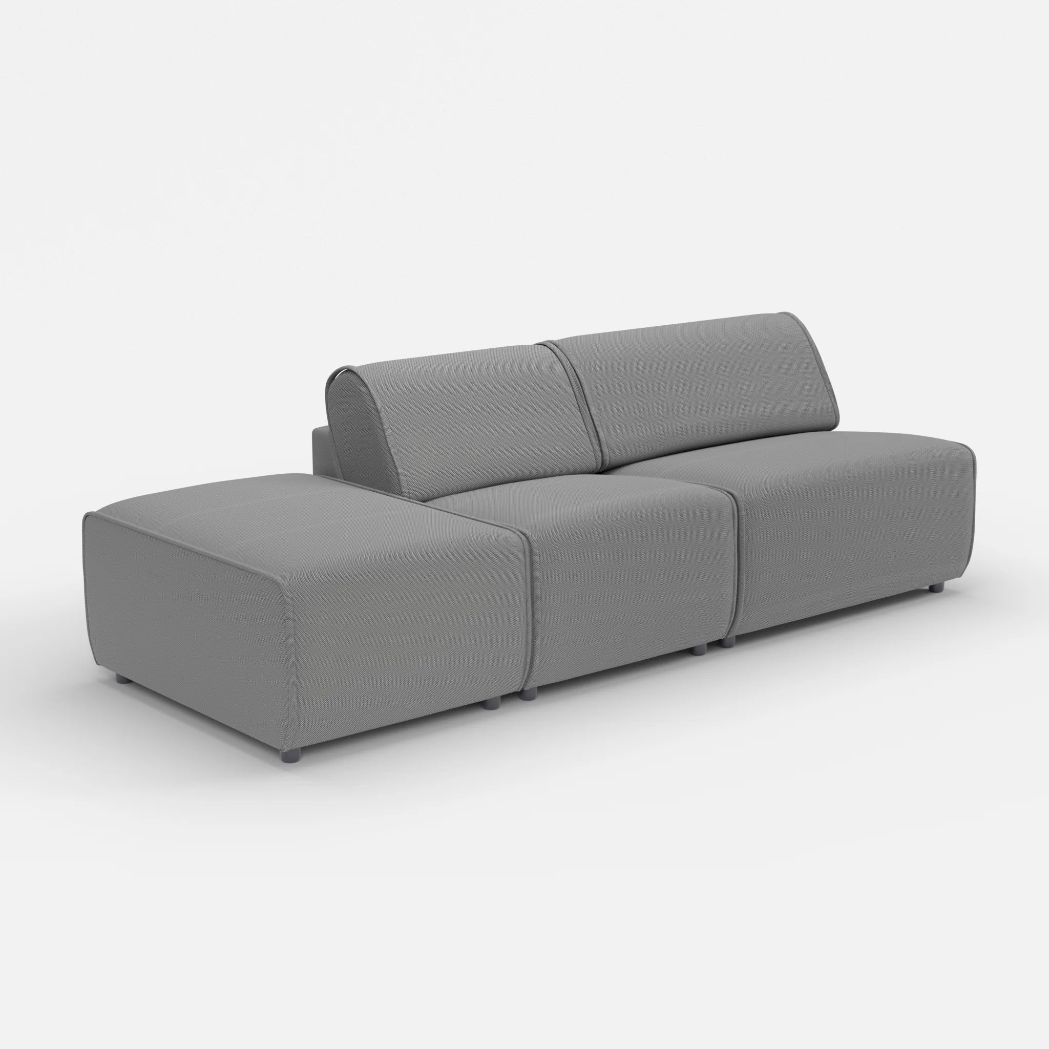 2 Sitzer Sofa Belleform mit offener Seite links 1 novumkies in Mittelgrau von der Seite