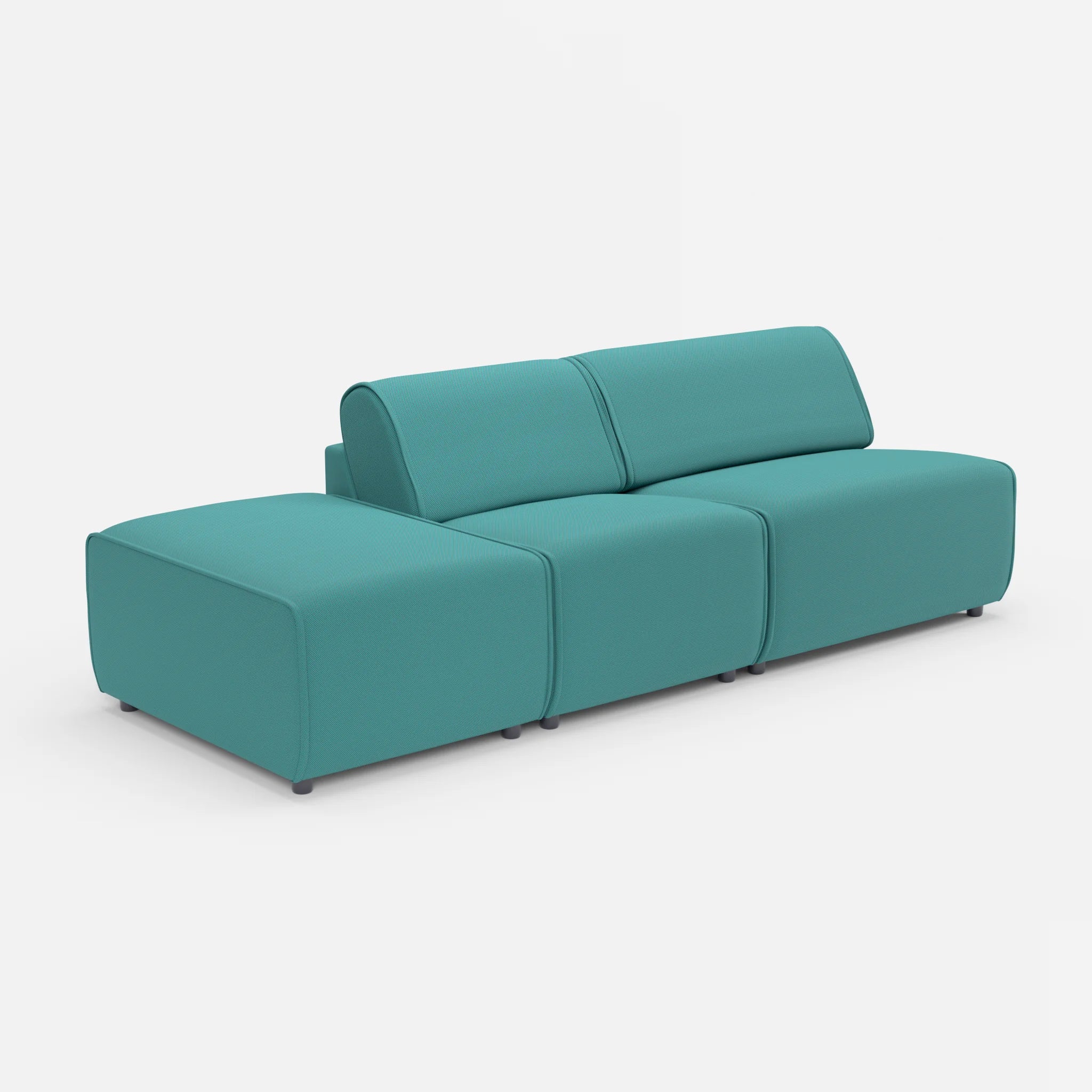 2 Sitzer Sofa Belleform mit offener Seite links 1 novumprisma in Türkis von der Seite