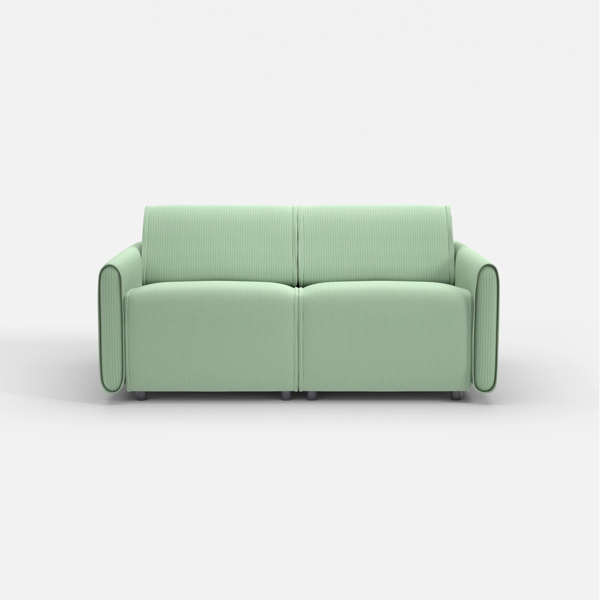 2 Sitzer Sofa Belleform mit schmaler Armlehne 1 credoaloe in Hellgrün von vorne