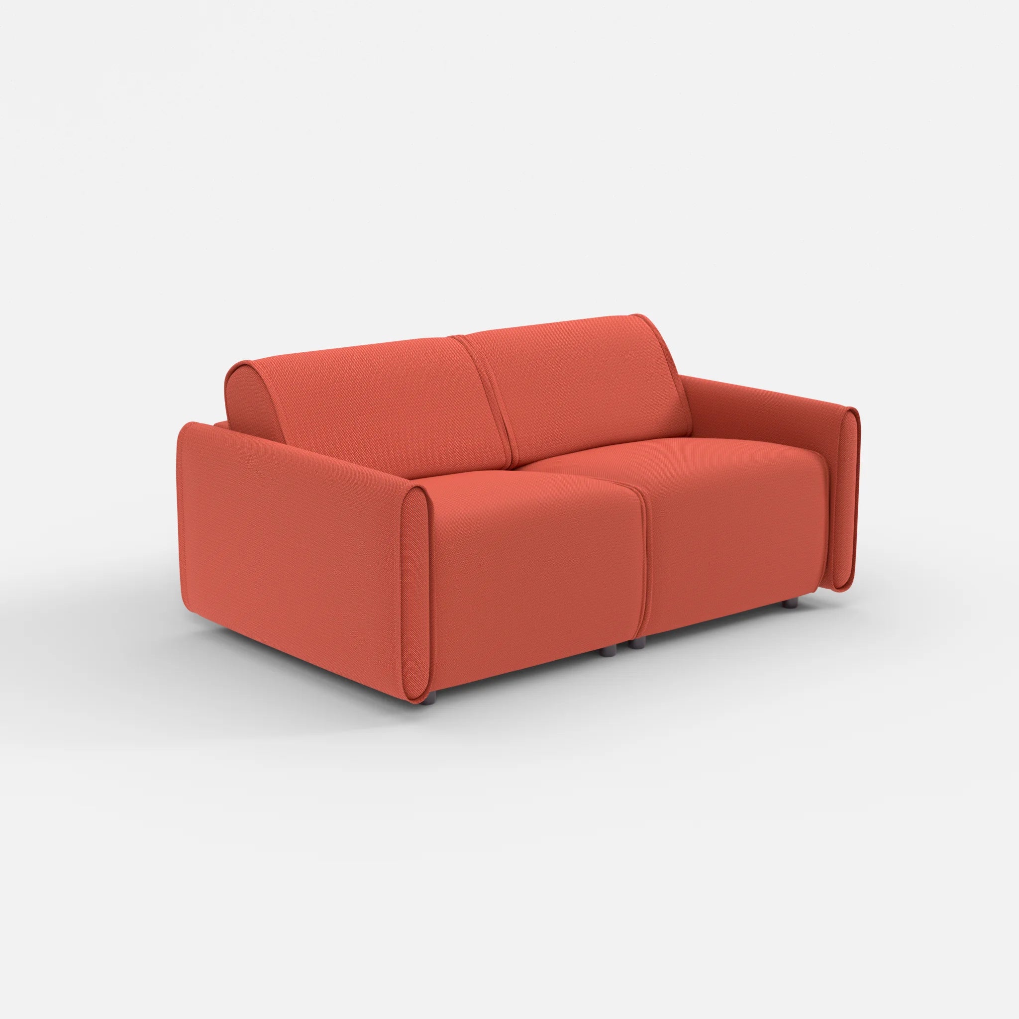 2 Sitzer Sofa Belleform mit schmaler Armlehne 1 credolampion in Rot von der Seite