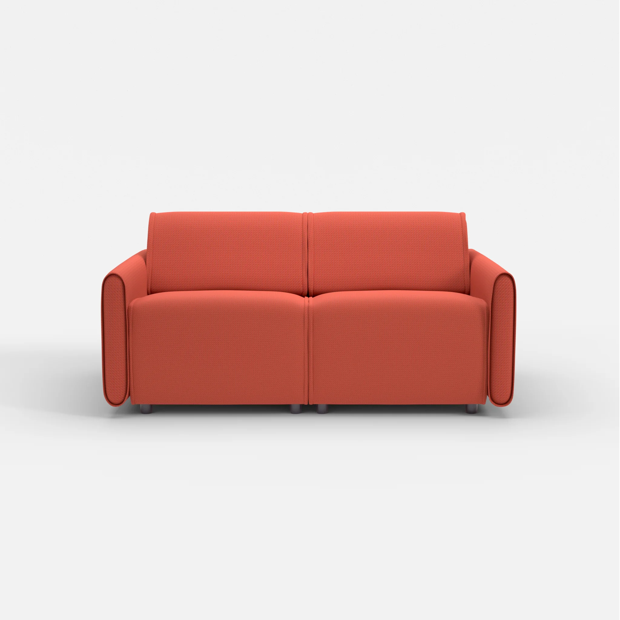 2 Sitzer Sofa Belleform mit schmaler Armlehne 1 credolampion in Rot von vorne