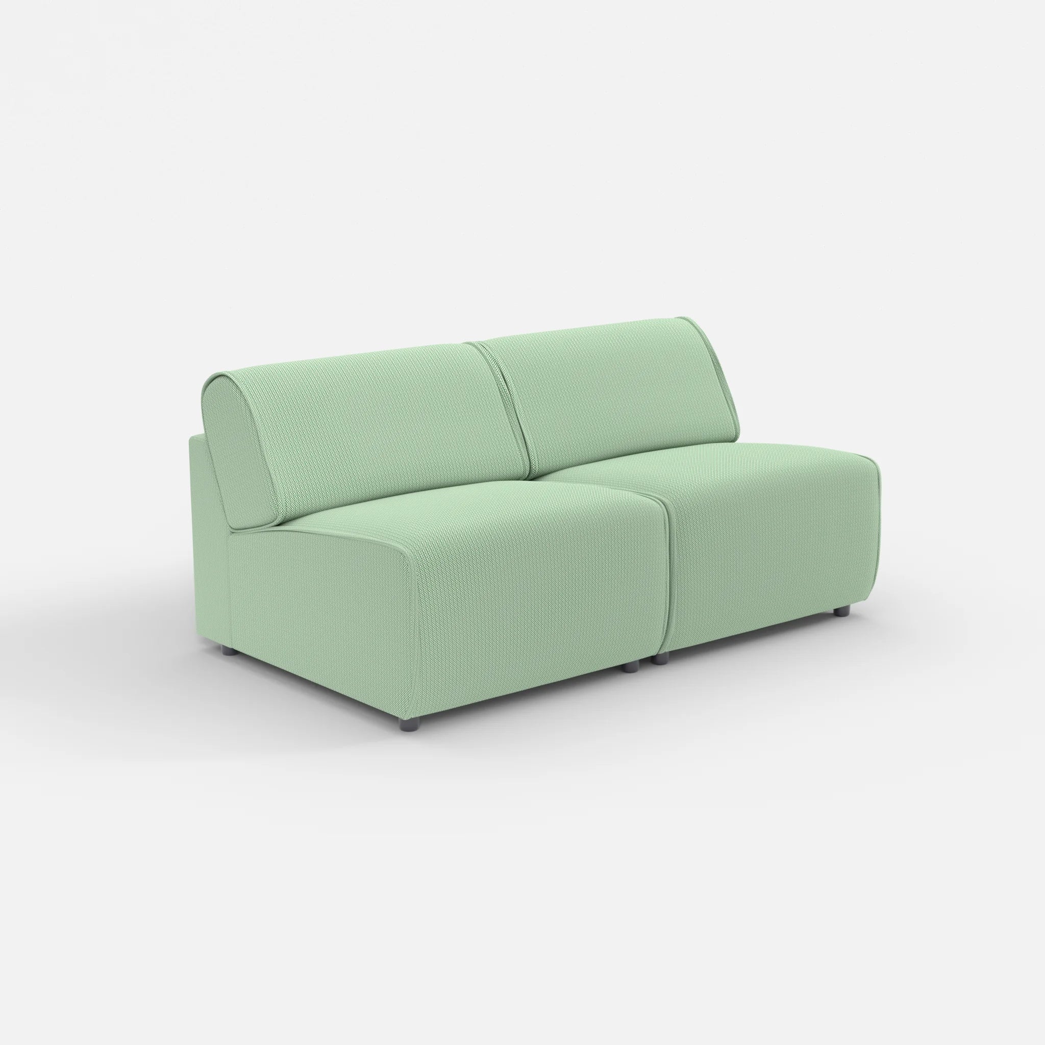 2 Sitzer Sofa Belleform ohne Armlehne 2 credoaloe in Hellgrün von der Seite