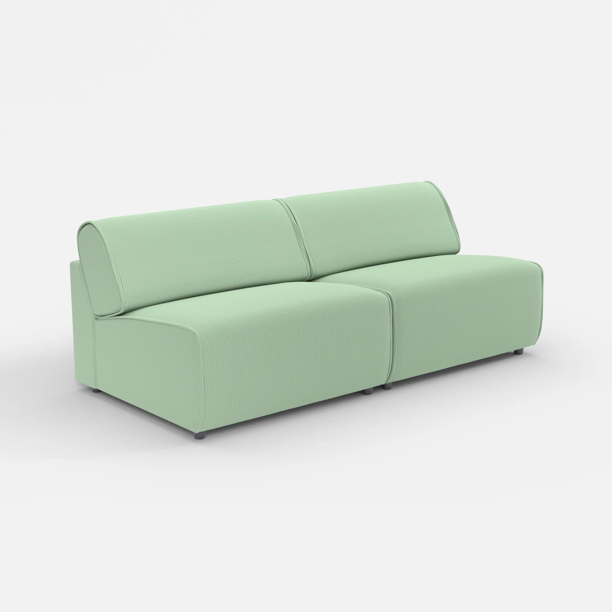 2 Sitzer Sofa Belleform ohne Armlehne 4 credoaloe in Hellgrün von der Seite