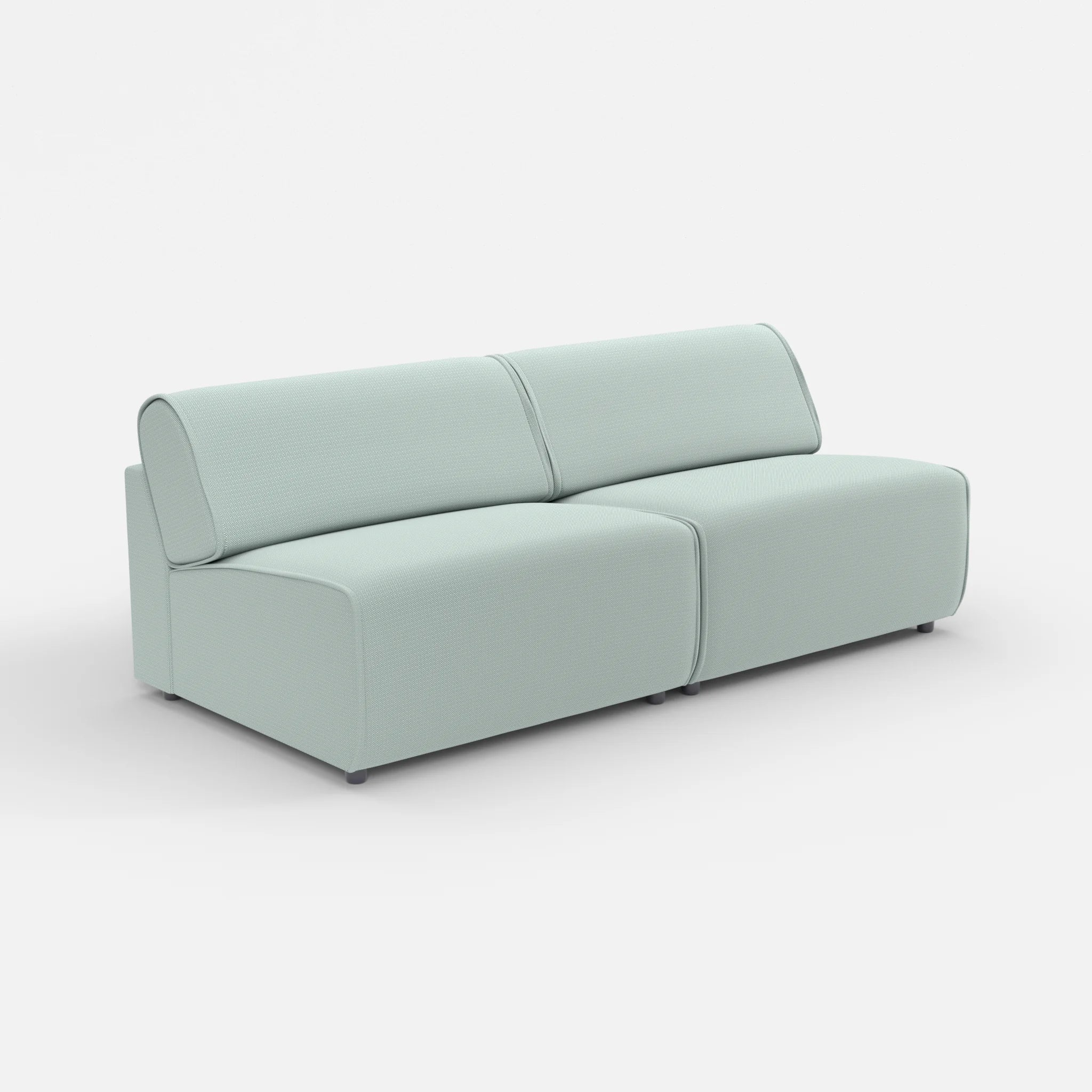 2 Sitzer Sofa Belleform ohne Armlehne 4 credolake in Graublau von der Seite