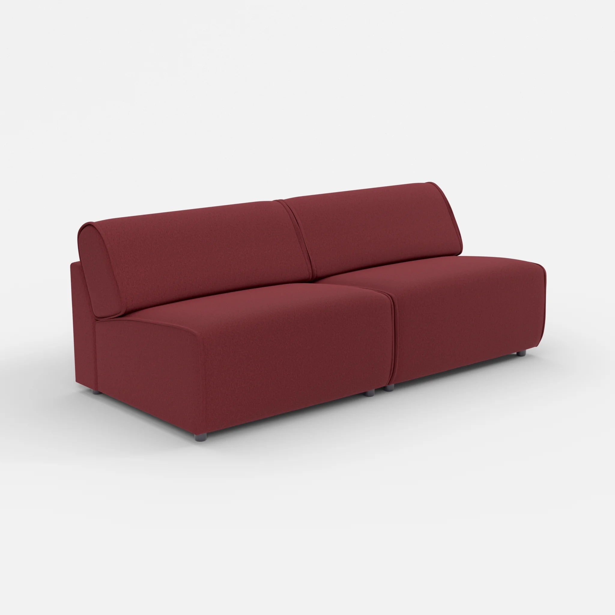 2 Sitzer Sofa Belleform ohne Armlehne 4 dama0034 in Bordeaux von der Seite