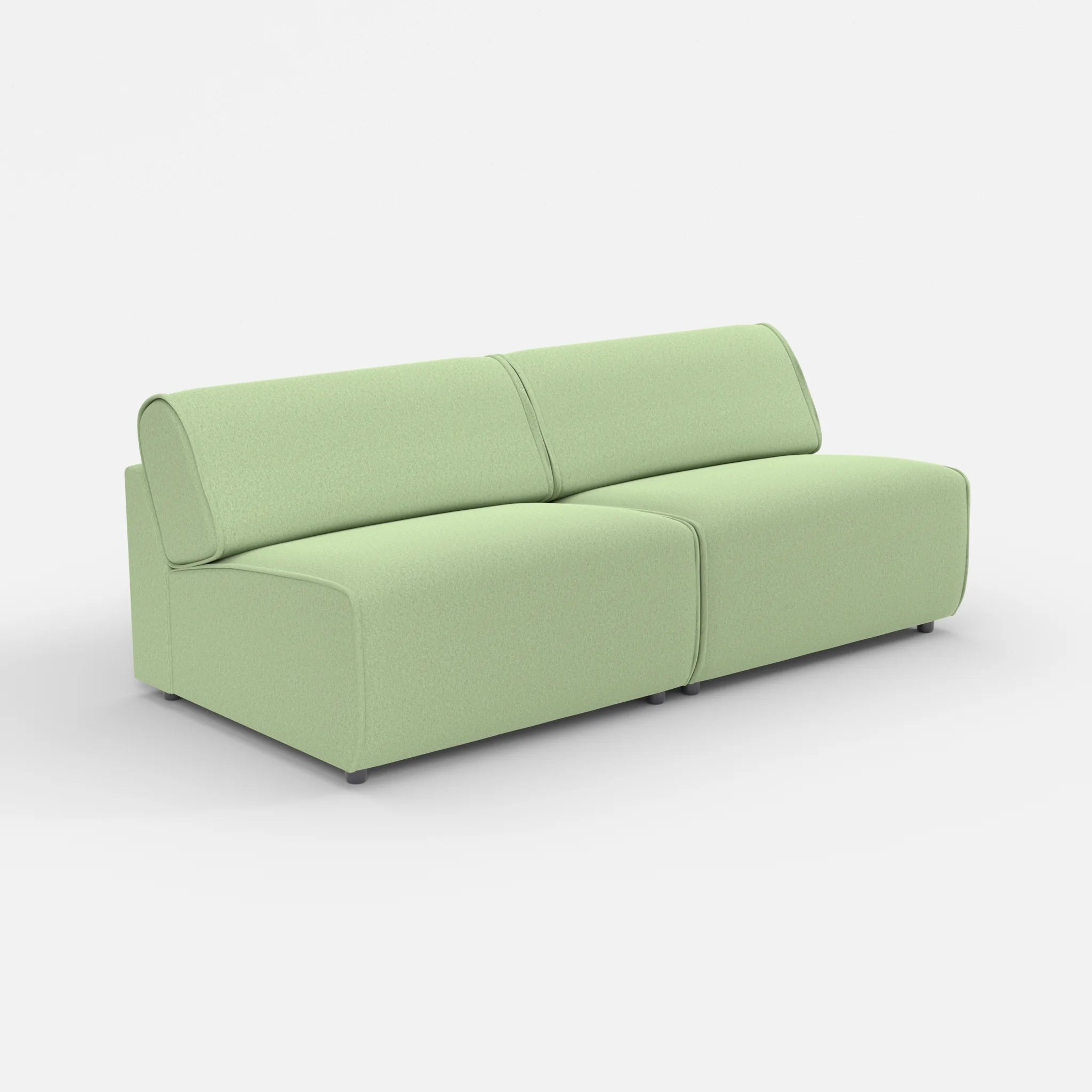 2 Sitzer Sofa Belleform ohne Armlehne 4 dama0042 in Hellgrün von der Seite