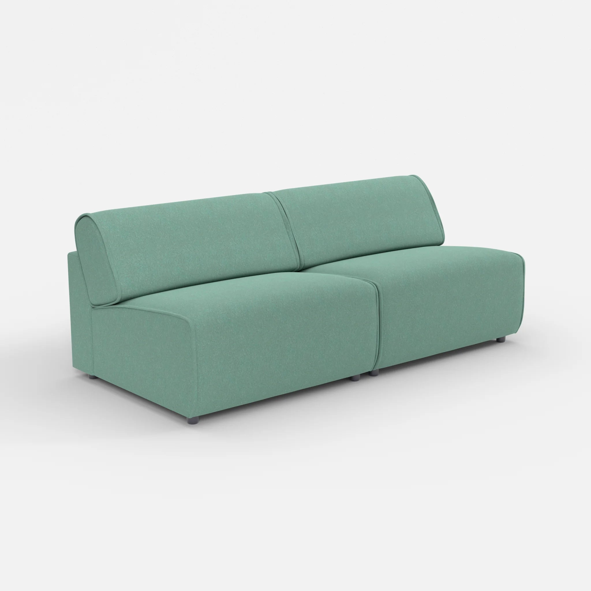2 Sitzer Sofa Belleform ohne Armlehne 4 dama0045 in Türkis von der Seite
