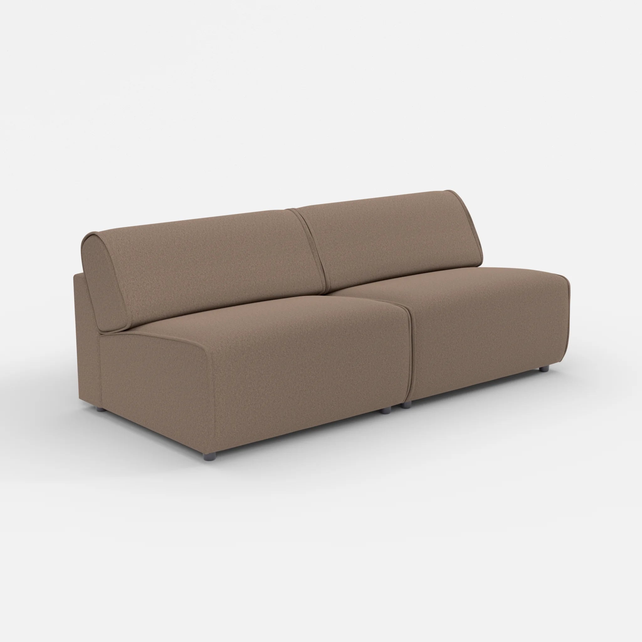 2 Sitzer Sofa Belleform ohne Armlehne 4 dama0051 in Braun von der Seite