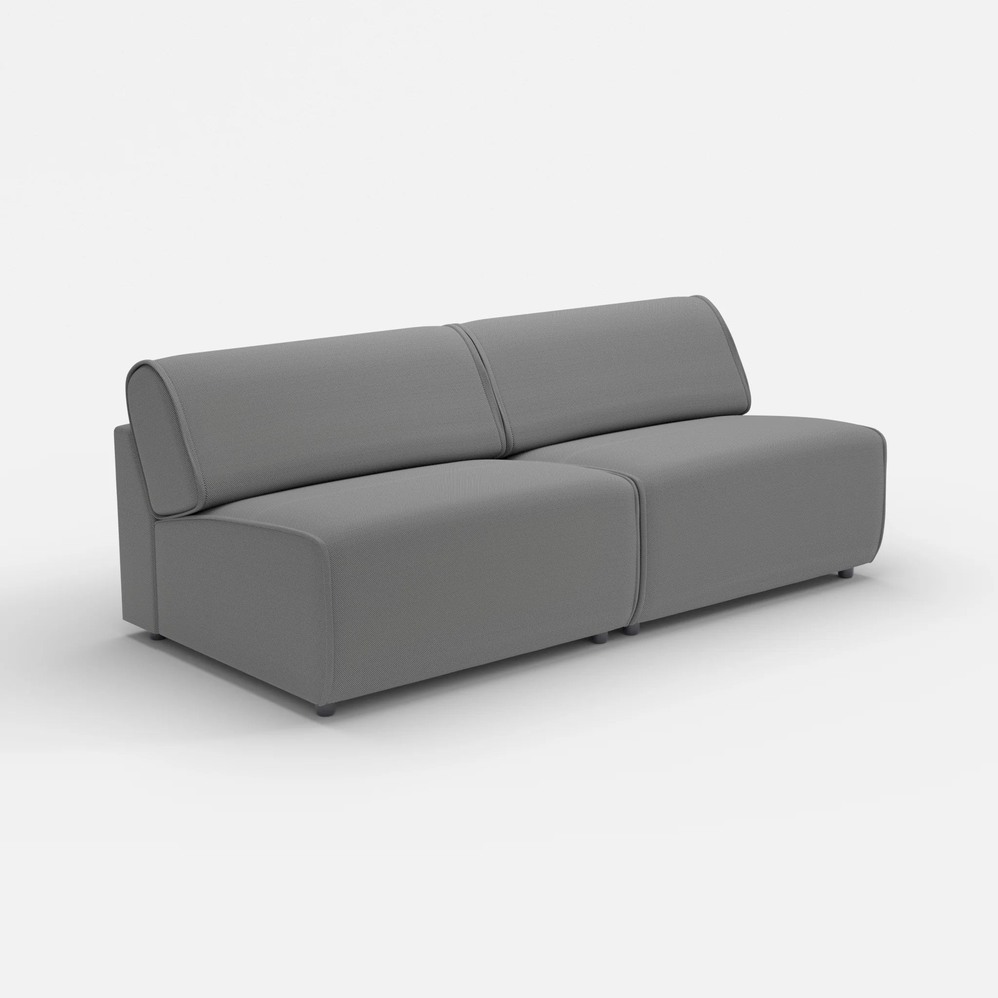 2 Sitzer Sofa Belleform ohne Armlehne 4 novumkies in Mittelgrau von der Seite