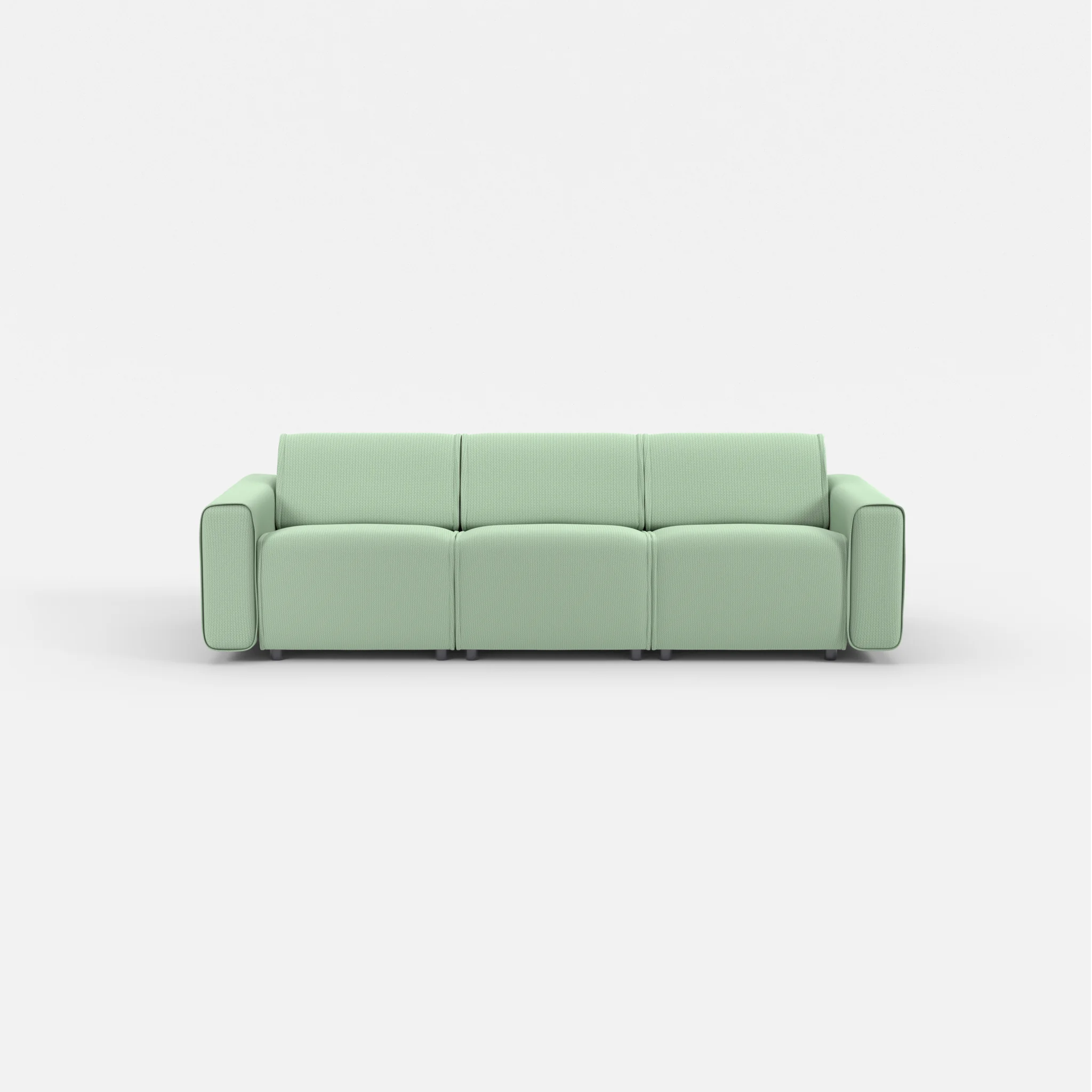 3 Sitzer Sofa Belleform mit breiter Armlehne 1 credoaloe in Hellgrün von vorne