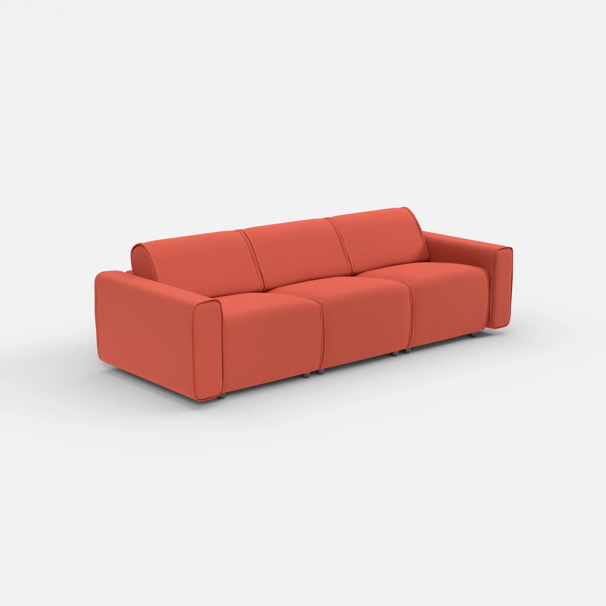 3 Sitzer Sofa Belleform mit breiter Armlehne 1 credolampion in Rot von der Seite