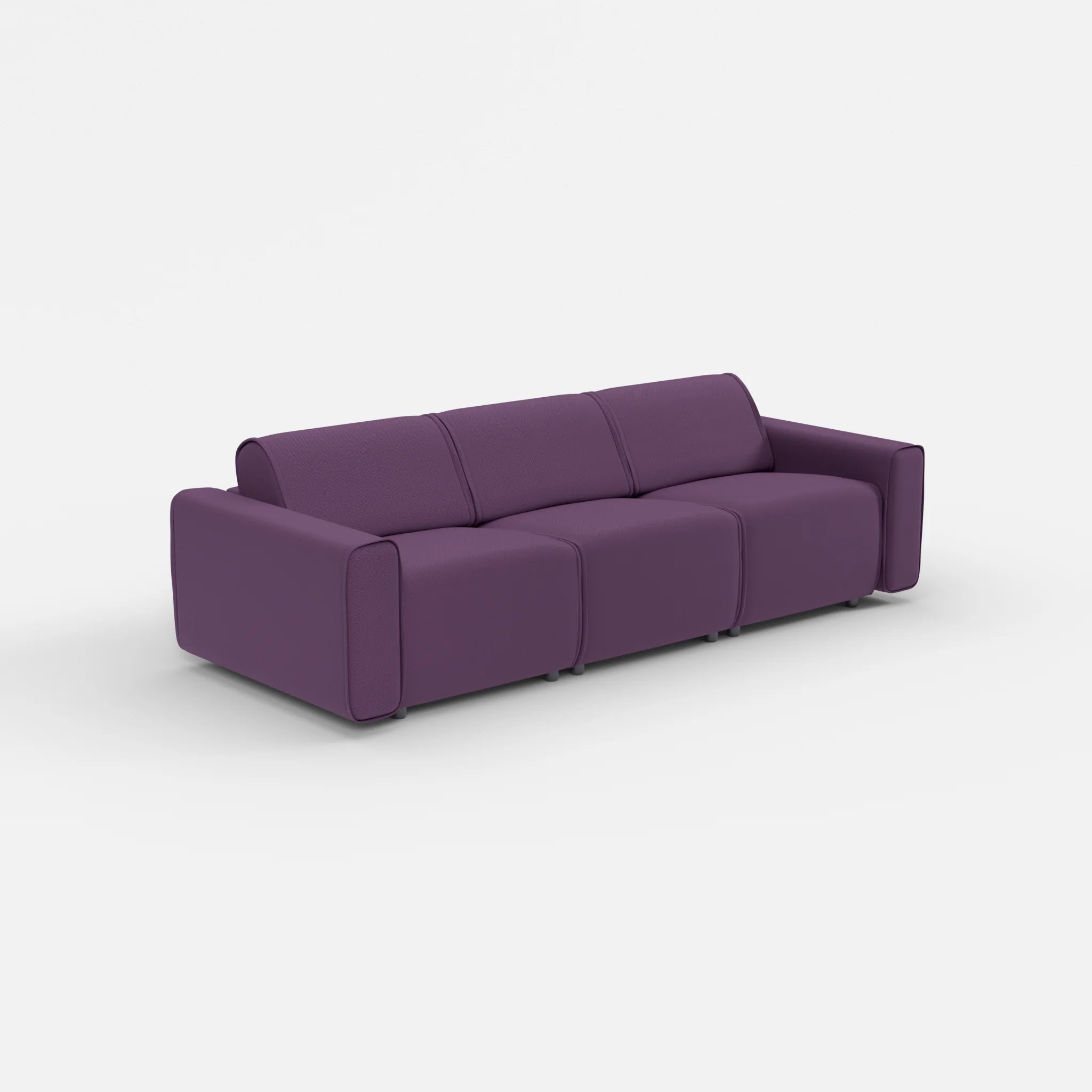 3 Sitzer Sofa Belleform mit breiter Armlehne 1 novumprune in Violett von der Seite