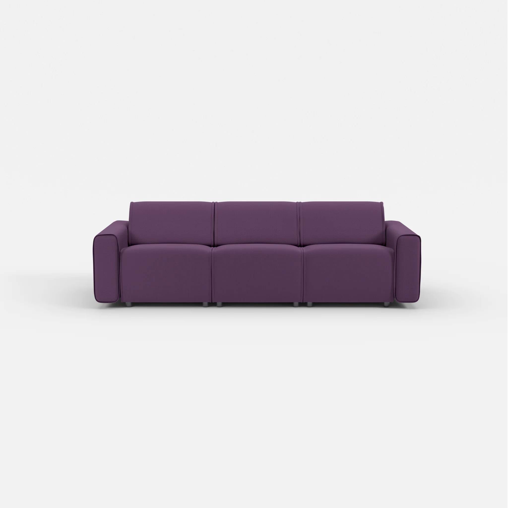 3 Sitzer Sofa Belleform mit breiter Armlehne 1 novumprune in Violett von vorne
