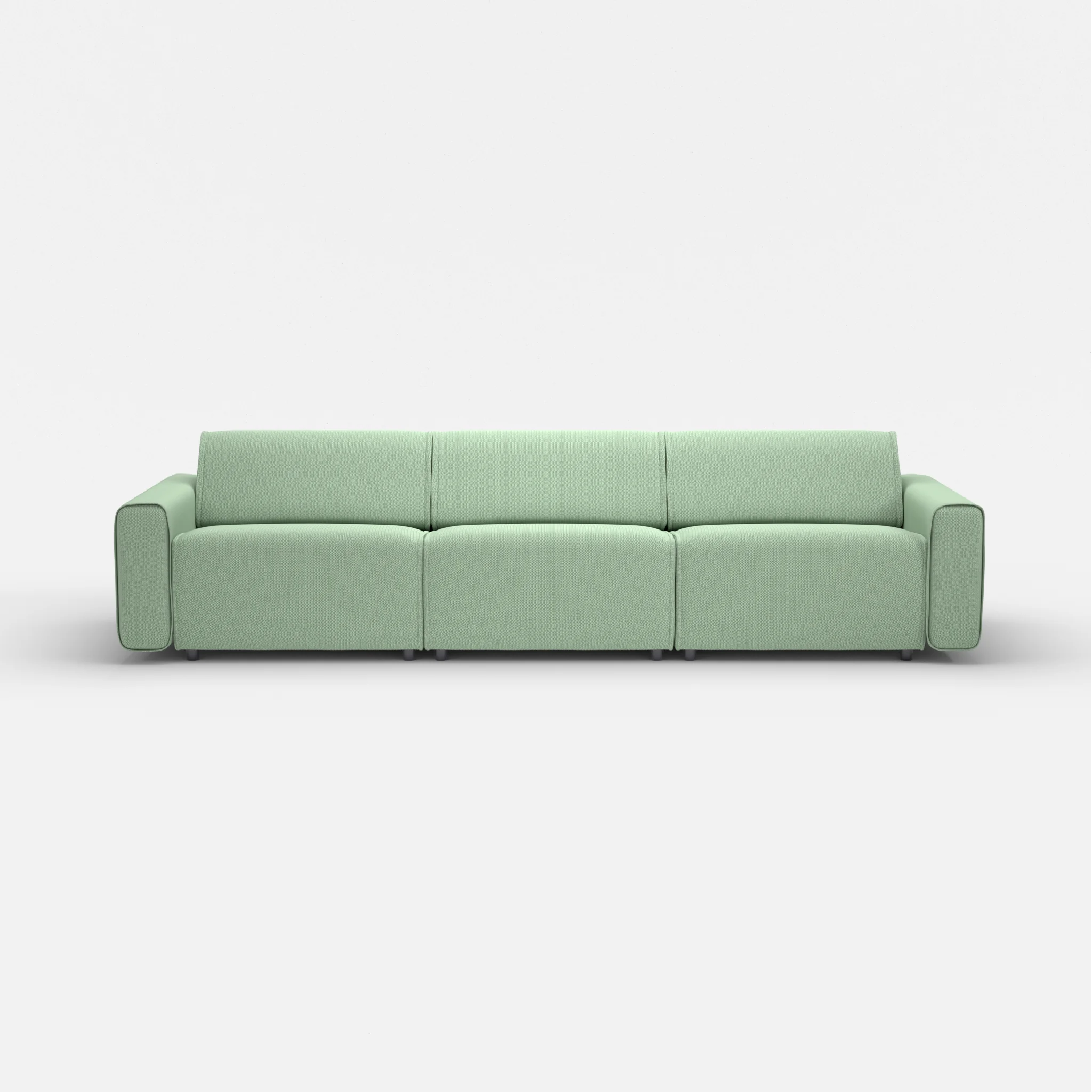 3 Sitzer Sofa Belleform mit breiter Armlehne 3 credoaloe in Hellgrün von vorne