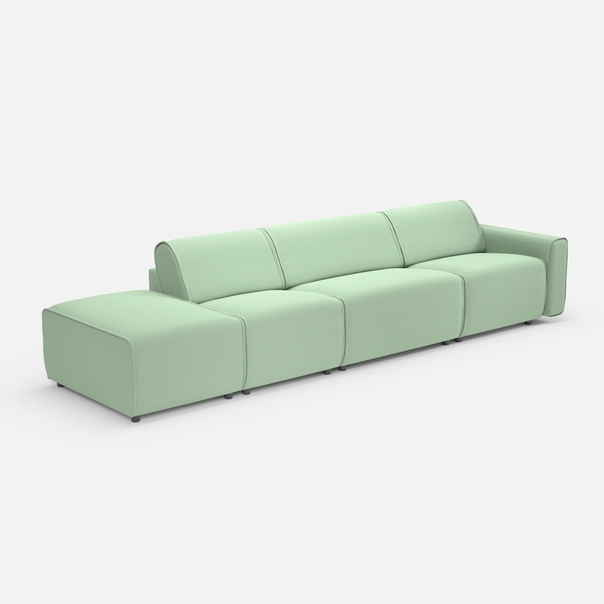 3 Sitzer Sofa Belleform mit offener Seite links 1 credoaloe in Hellgrün von der Seite