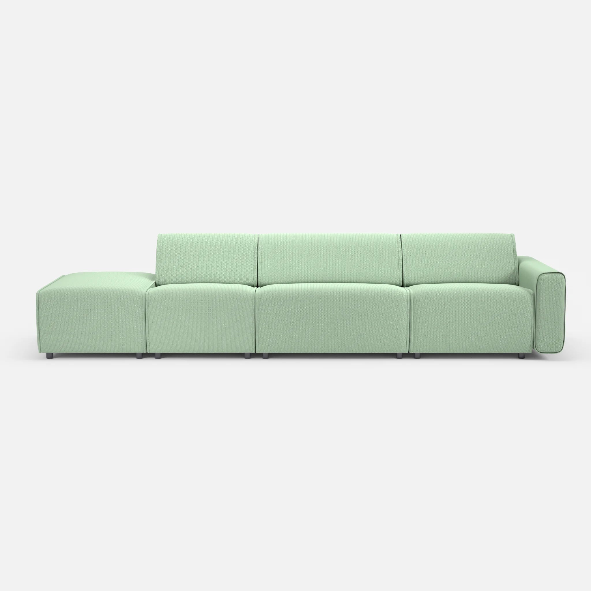 3 Sitzer Sofa Belleform mit offener Seite links 1 credoaloe in Hellgrün von vorne