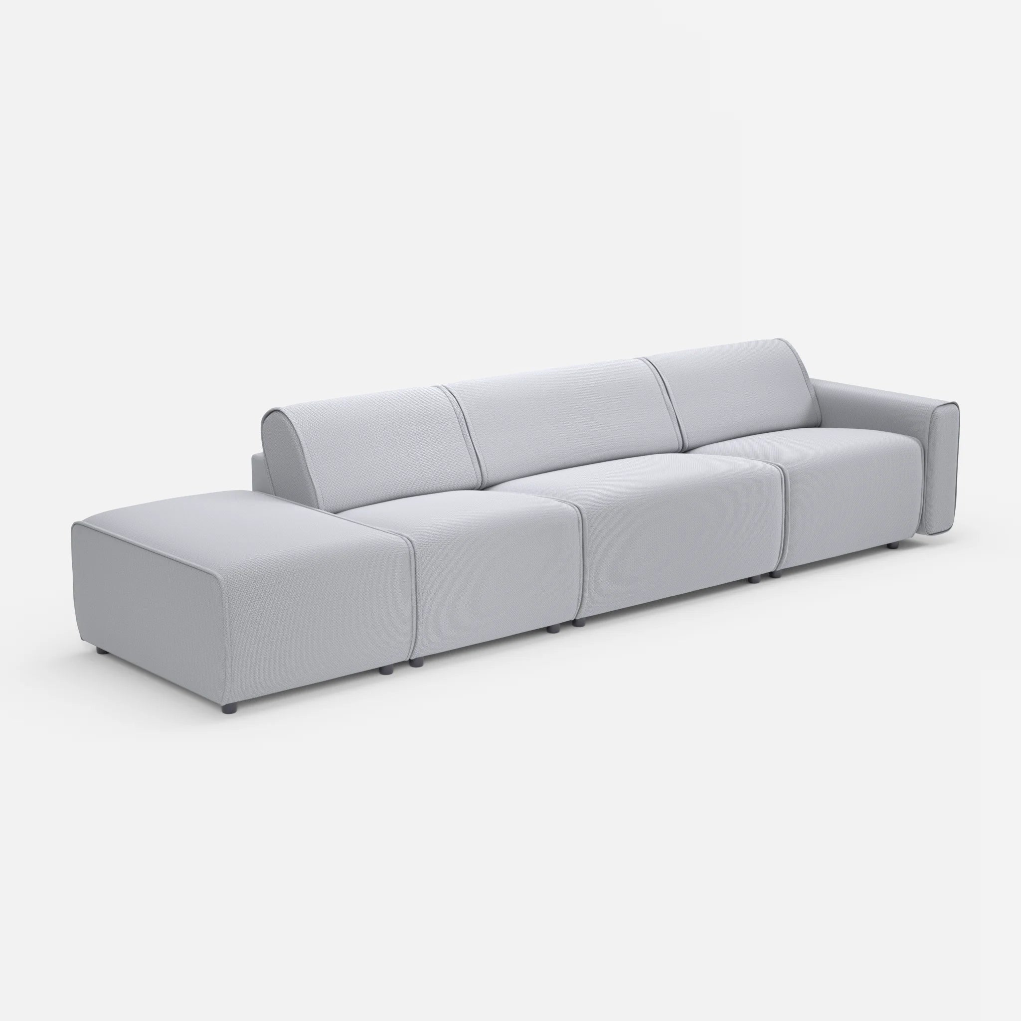 3 Sitzer Sofa Belleform mit offener Seite links 1 credochalk in Hellgrau von der Seite