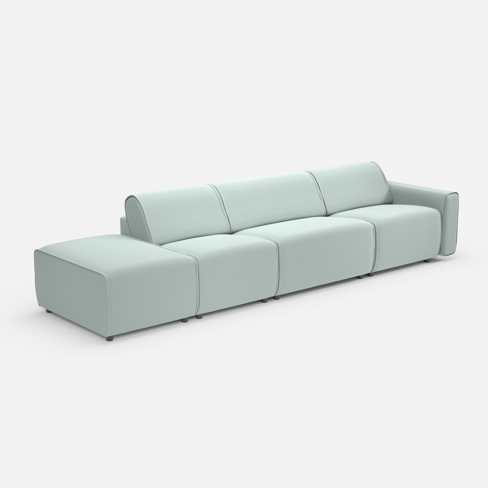3 Sitzer Sofa Belleform mit offener Seite links 1 credolake in Graublau von der Seite