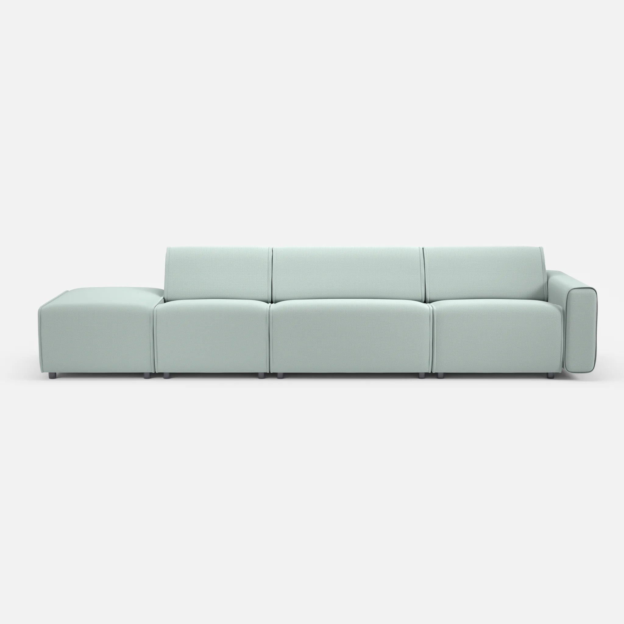 3 Sitzer Sofa Belleform mit offener Seite links 1 credolake in Graublau von vorne