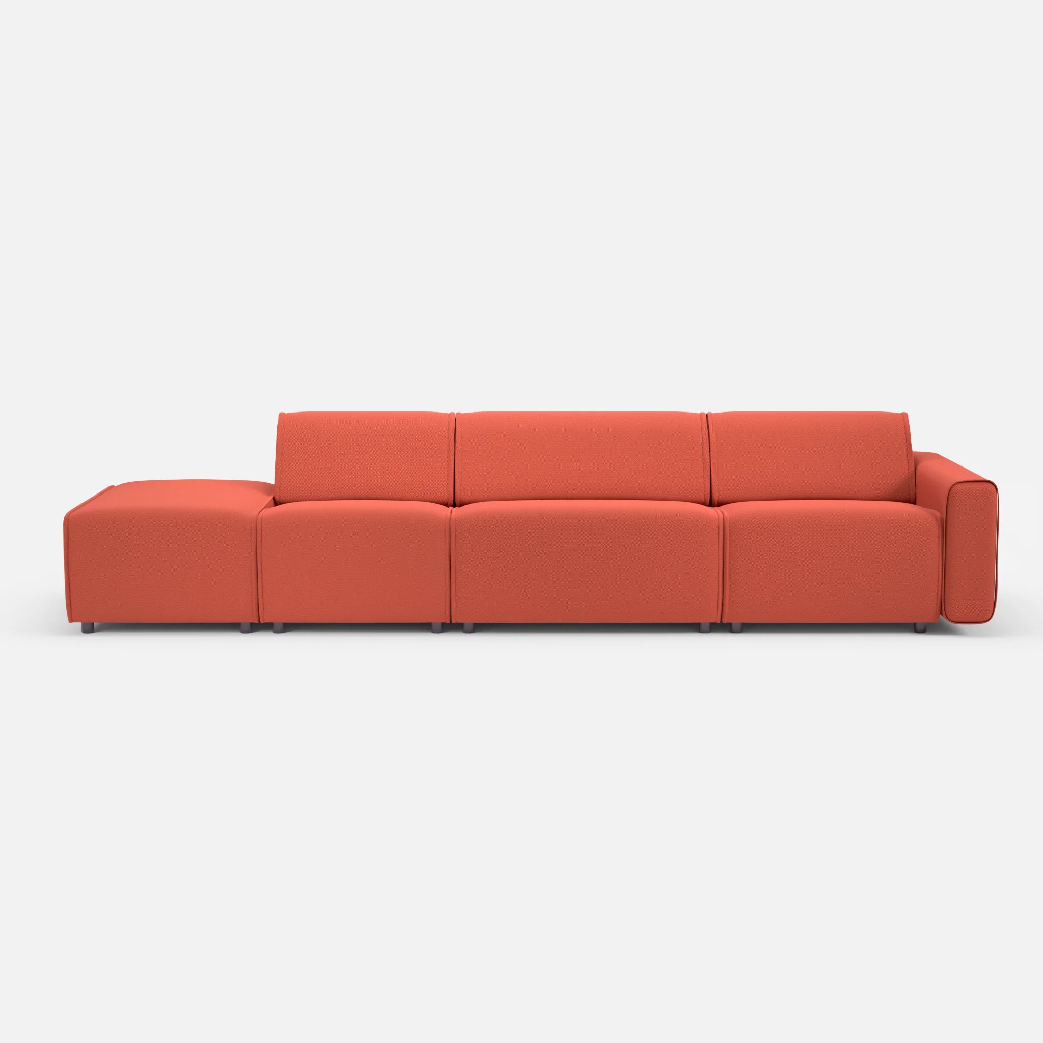 3 Sitzer Sofa Belleform mit offener Seite links 1 credolampion in Rot von vorne