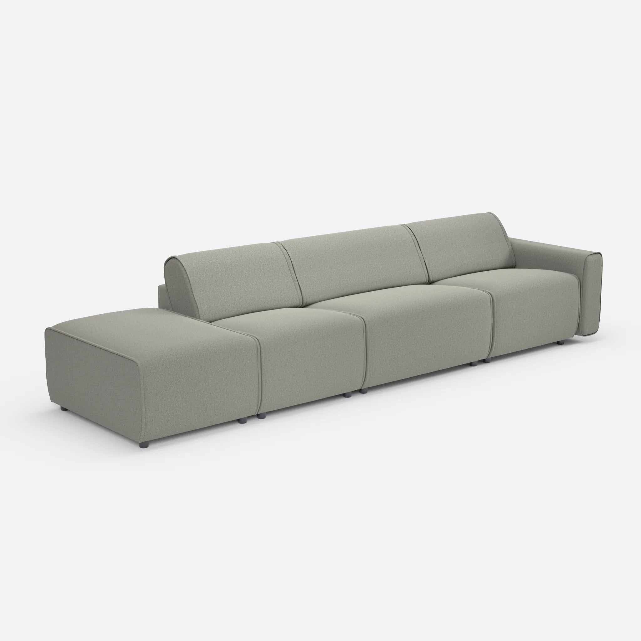 3 Sitzer Sofa Belleform mit offener Seite links 1 dama0003 in Mittelgrau von der Seite