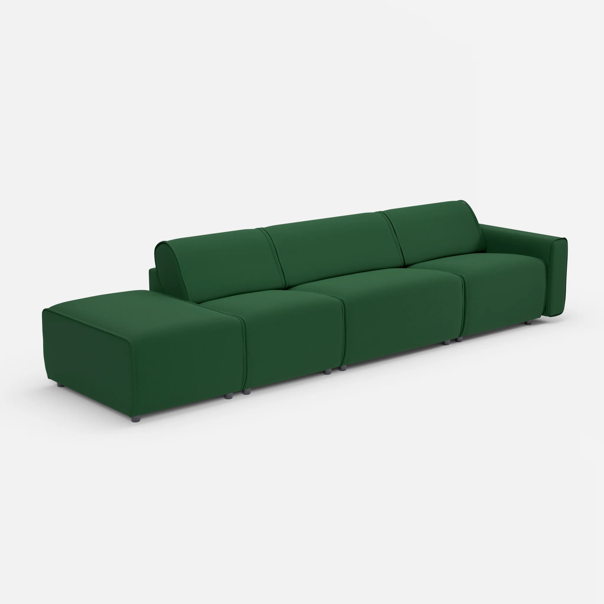 3 Sitzer Sofa Belleform mit offener Seite links 1 dama0052 in Dunkelgrün von der Seite
