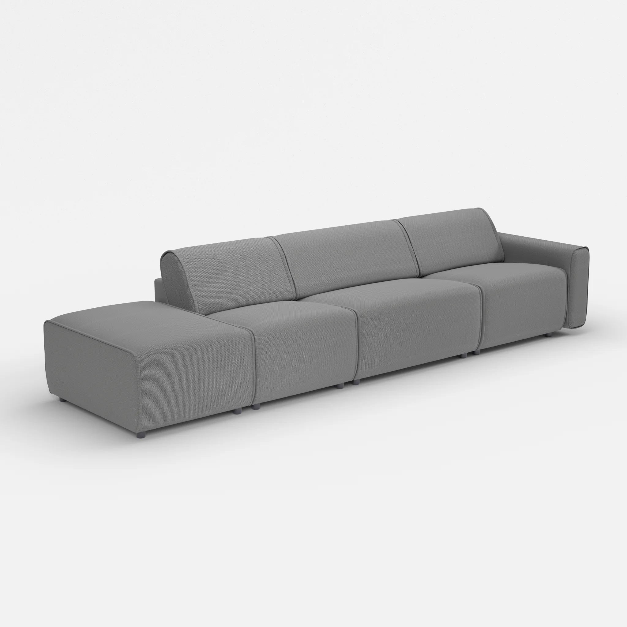 3 Sitzer Sofa Belleform mit offener Seite links 1 novumkies in Mittelgrau von der Seite