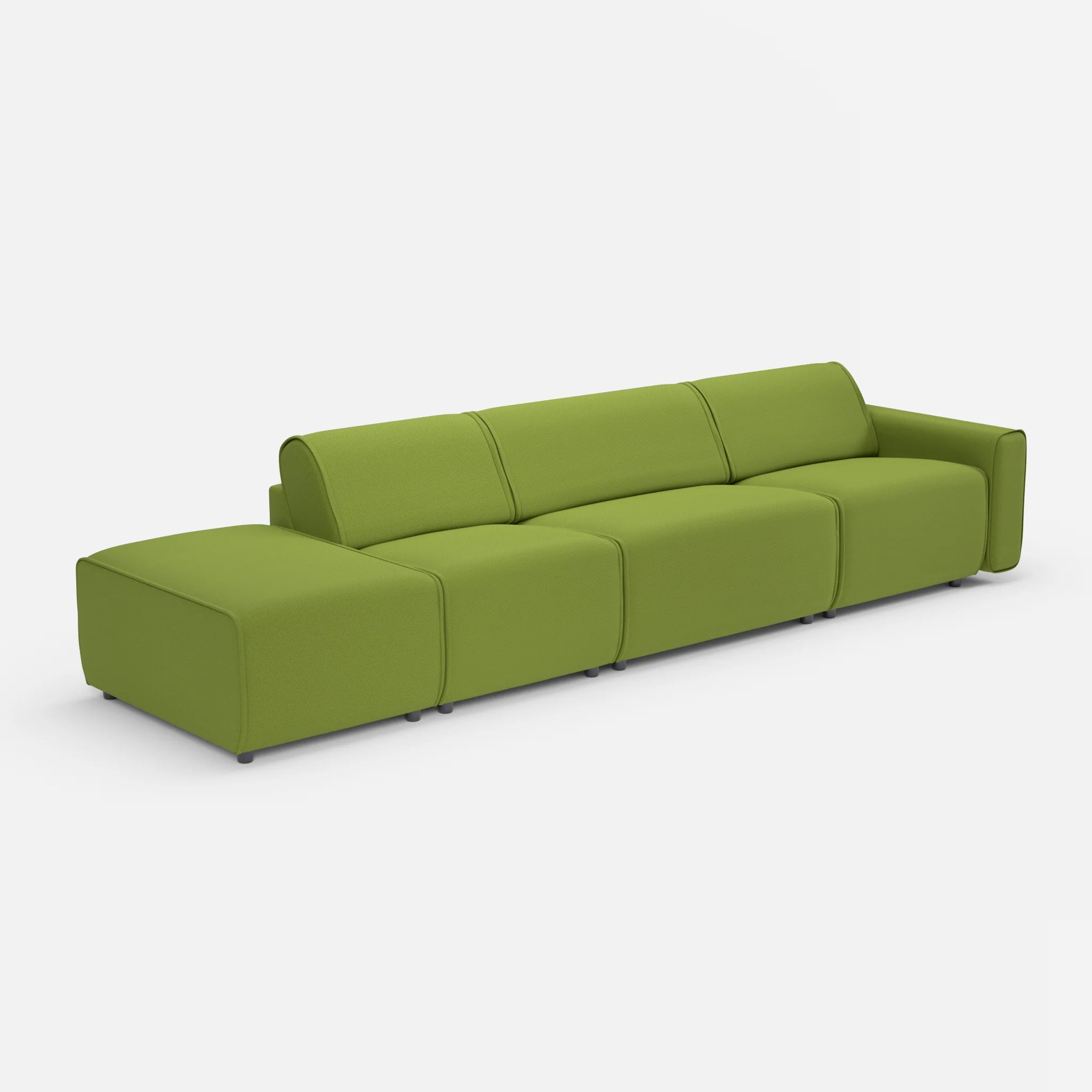 3 Sitzer Sofa Belleform mit offener Seite links 1 novummoss in Grün von der Seite