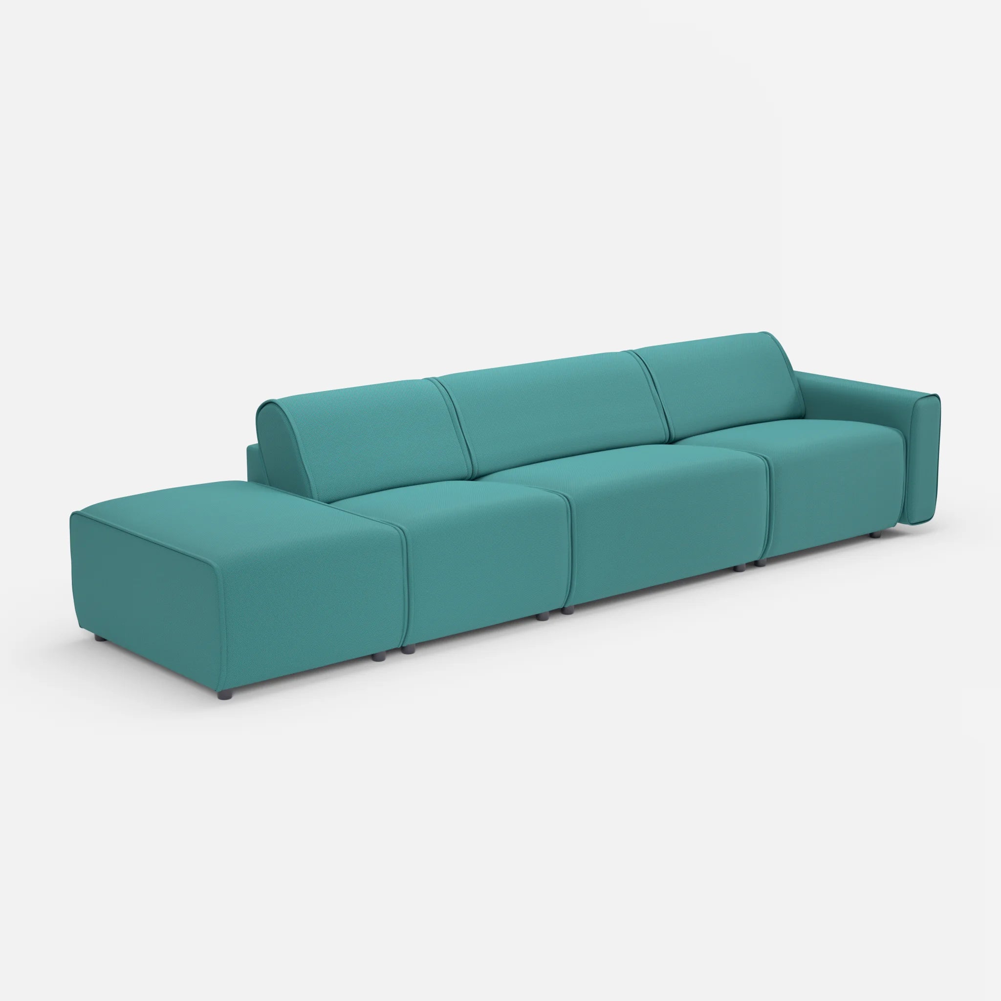 3 Sitzer Sofa Belleform mit offener Seite links 1 novumprisma in Türkis von der Seite